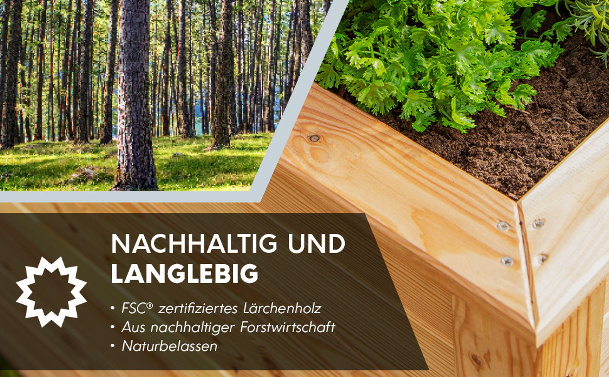 Westmann Klassik 170 Garten Hochbeet aus Holz Lärchenholz 170x90 cm