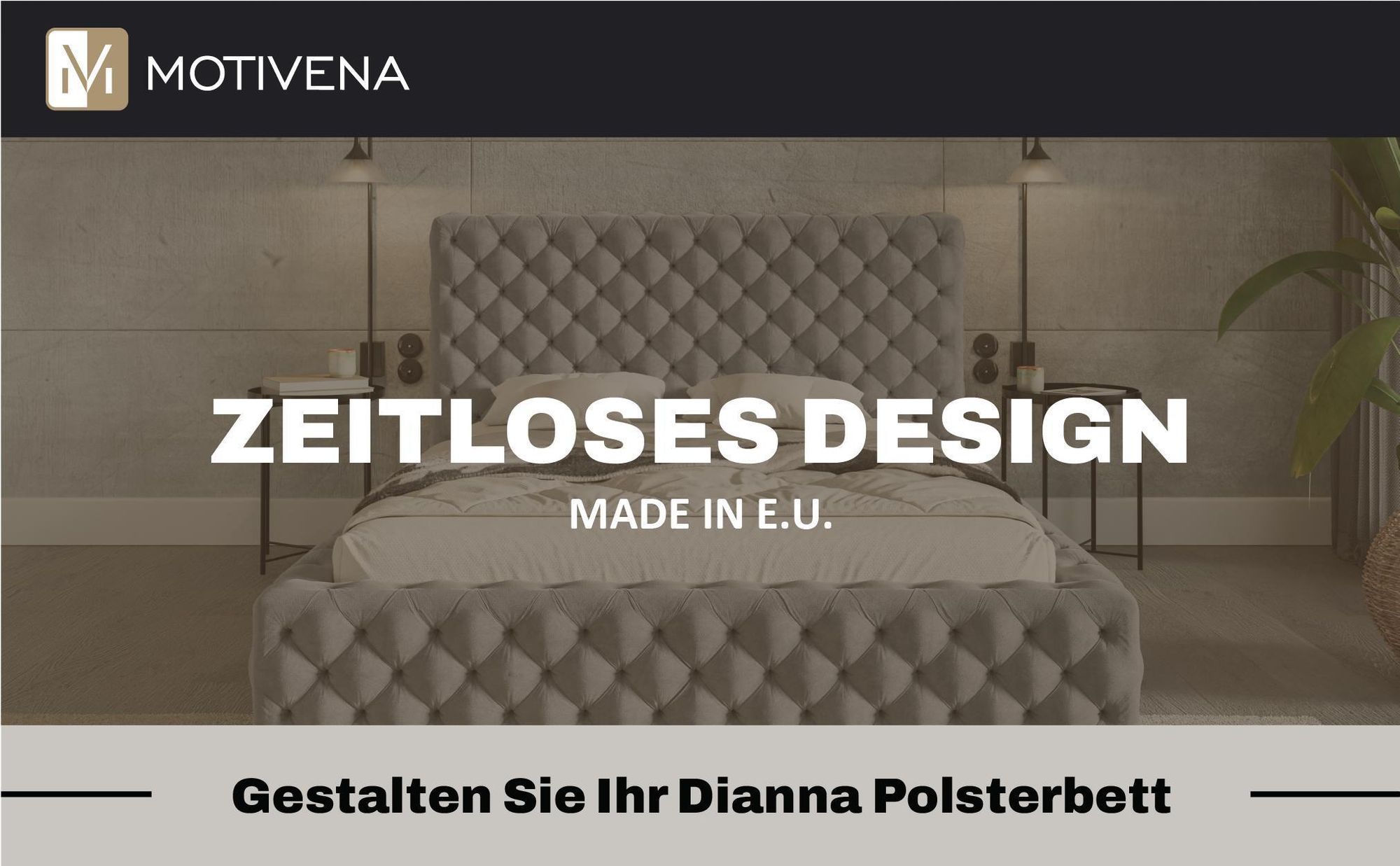 MOTIVENA Dianna Chesterfield Polsterbett 180x200 mit Bettkasten, Holz Lattenrost, Bett 180x200 Beige Samt (Amor 04)