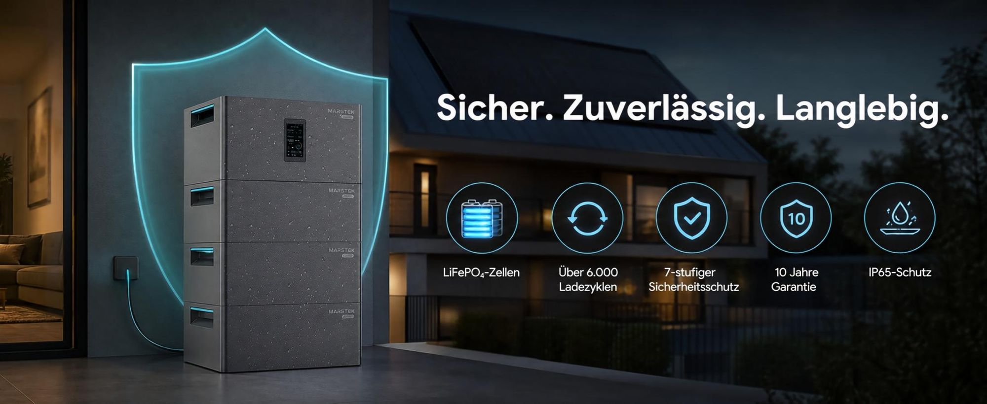 MARSTEK Jupiter C Plus 2,56kWh Balkonkraftwerk Speicher, All-in-One Solarspeicher, Plug-in Batterie, 4 MPPT, IP65