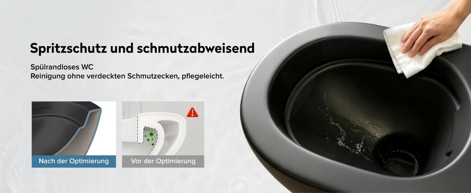 doporro Hänge-WC Spülrandlos Hänge-Toilette mit Tiefspüler inkl. Soft-Close Absenkautomatik schwarz matt aus Keramik Wandmontage Aachen179 neu