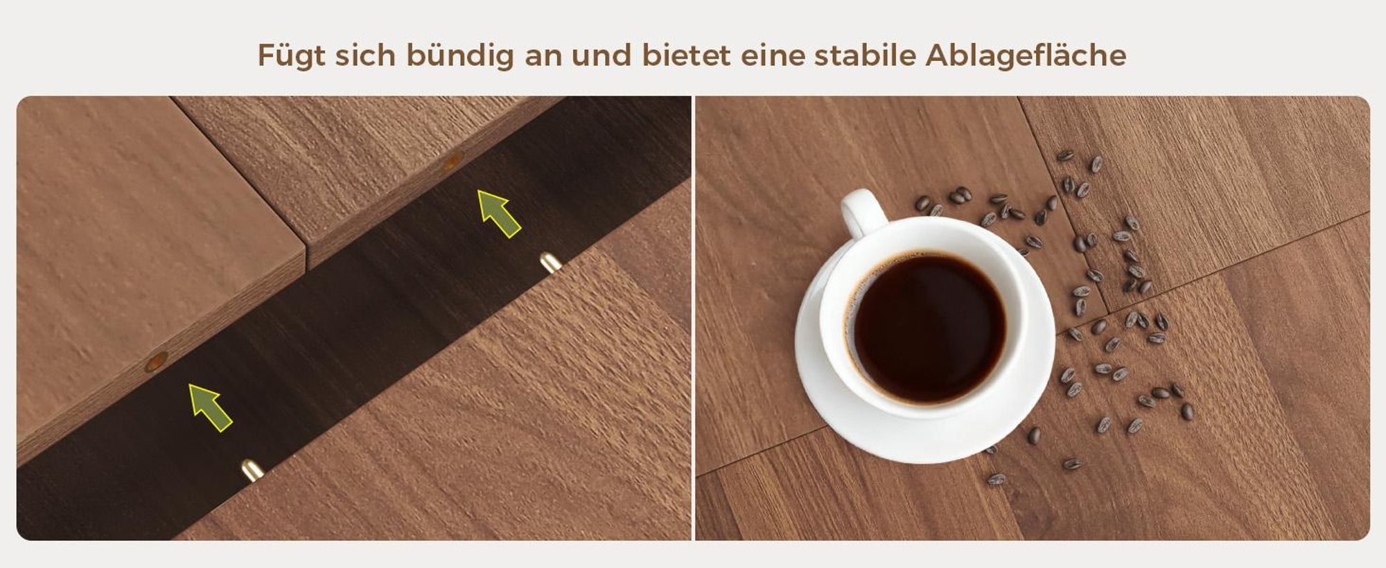 Mondeer Ausziehbarer runder Esstisch 110-150 cm oval mit massivem Holzgestell und intelligentem Auszugsystem für Küche & Wohnzimmer in Walnuss