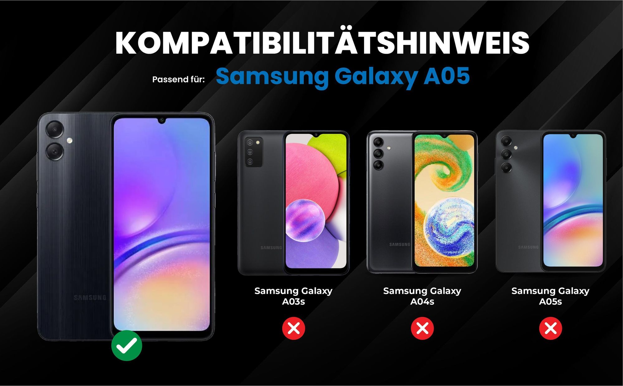 Kompatibilitätshinweise Hülle für Samsung Galaxy A05
