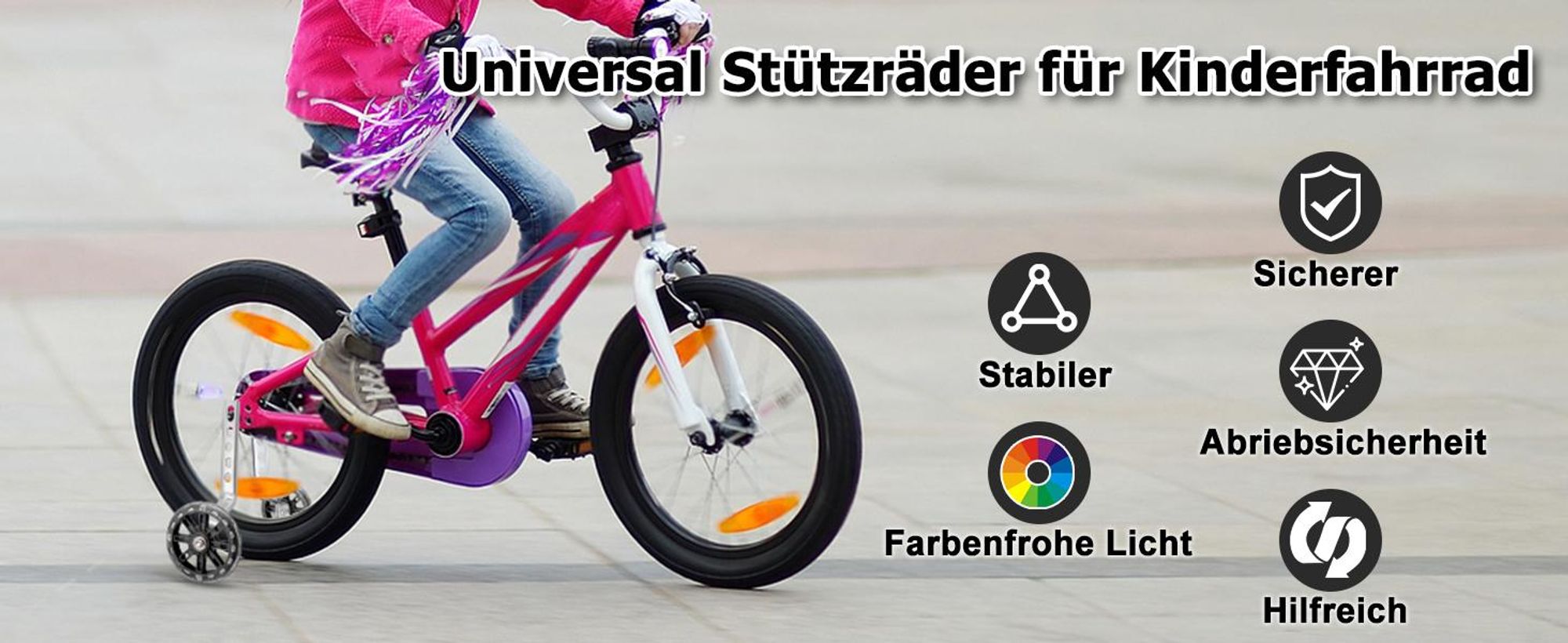 Universal Stützräder, Fahrrad Stützräder, 1 Paar Hilfsräder, Kinder Stützräder, Kinderfahrrad Stützräder für 12 14 16 18 20 Zoll Kind erfahrrad