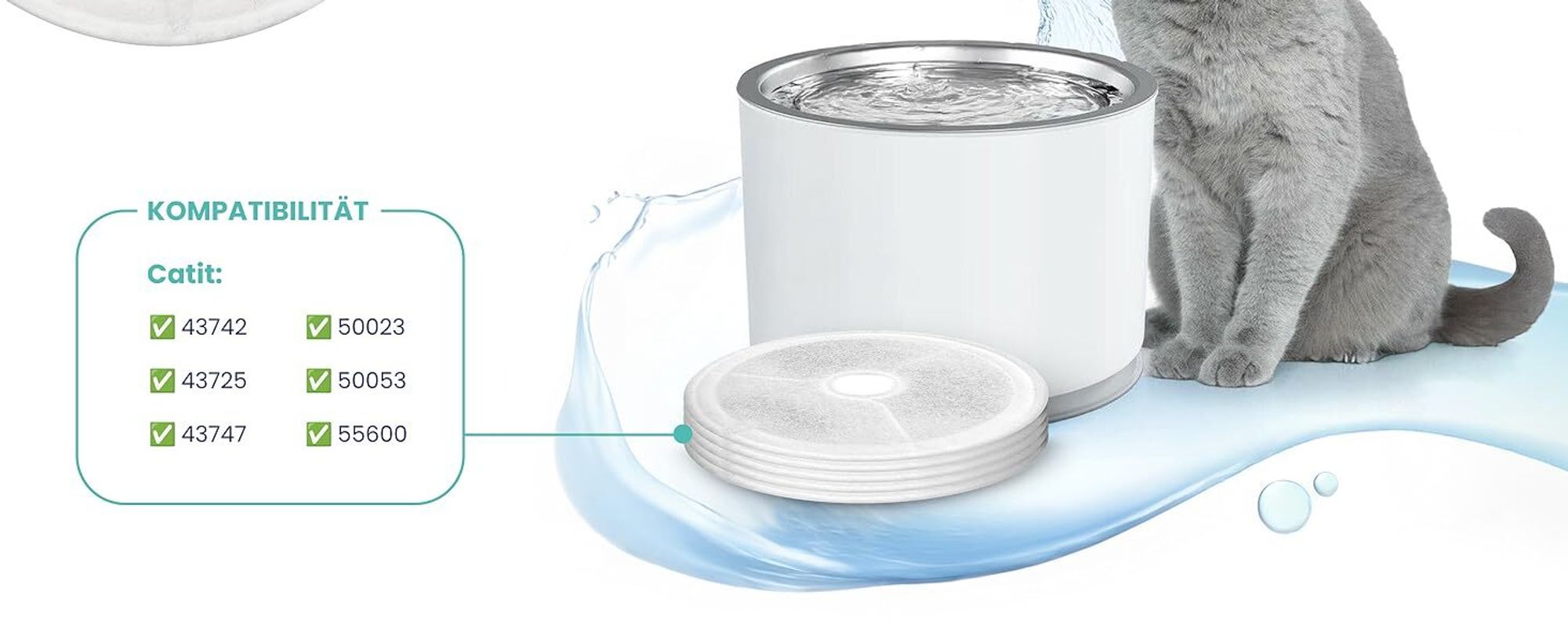 AquaFlow 5er Set Filter für Catit Flower Fresh & Clear – 3-stufige Filter für Katzenbrunnen, Hunde-Trinkbrunnen