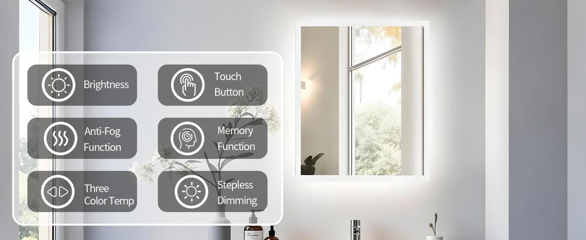 WISFOR Badspiegel mit Beleuchtung beschlagfrei 40×50cm, LED Badspiegel Lichtspiegel Wandspiegel mit Touch-schalter Dimmbar