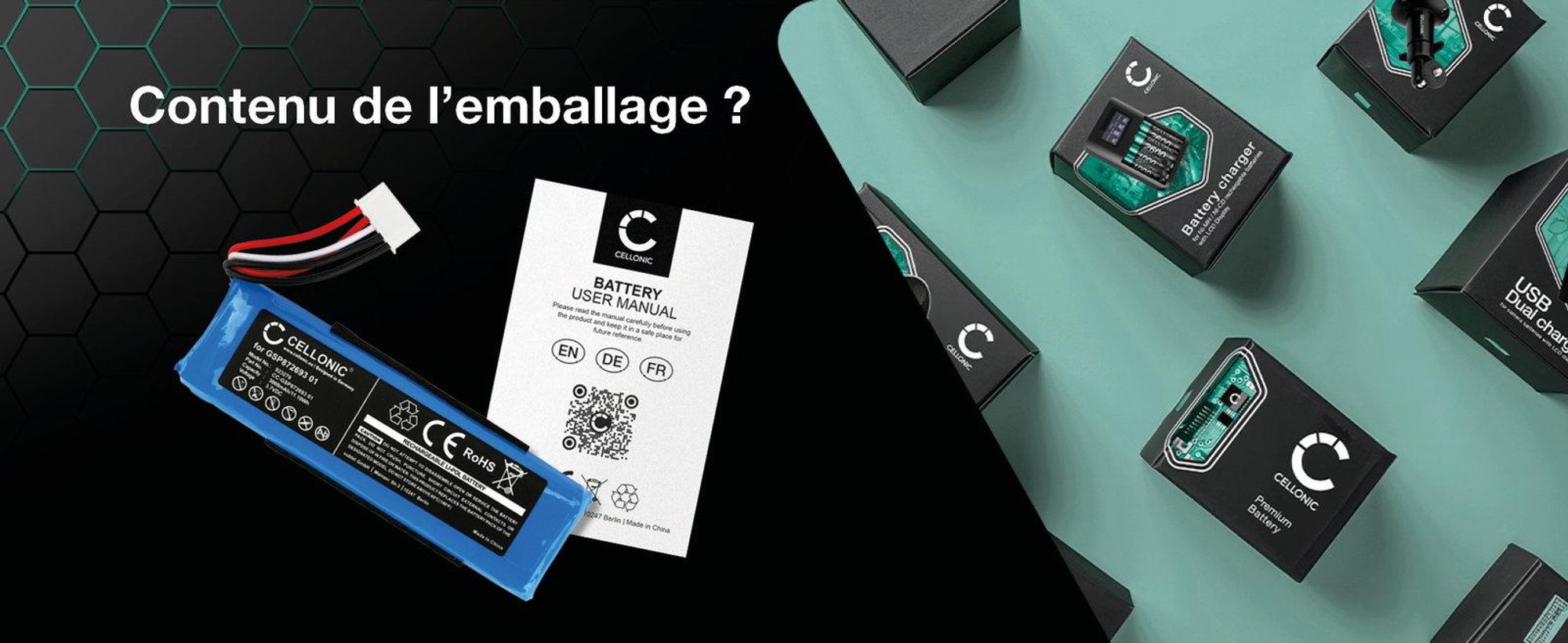 CELLONIC 1x Batterie pour Enceinte Compatible avec JBL Flip 4, Flip 4 Special Edition, GSP872693 01 - (3000mAh, 3.7V)