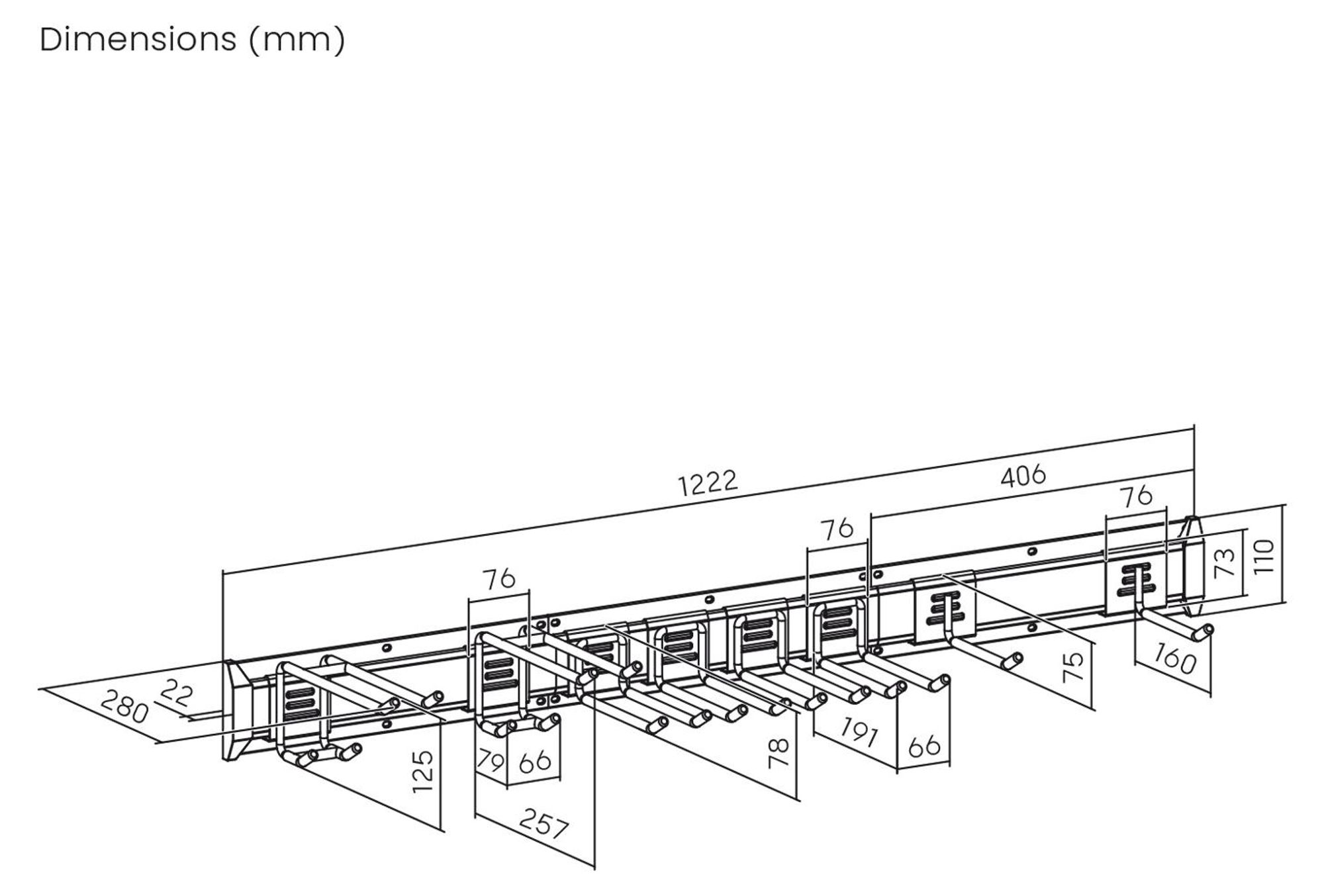 Maclean Wand-Werkzeughalter aus Stahl max. Tragkraft 228 kg Breite 1222 mm MC-179
