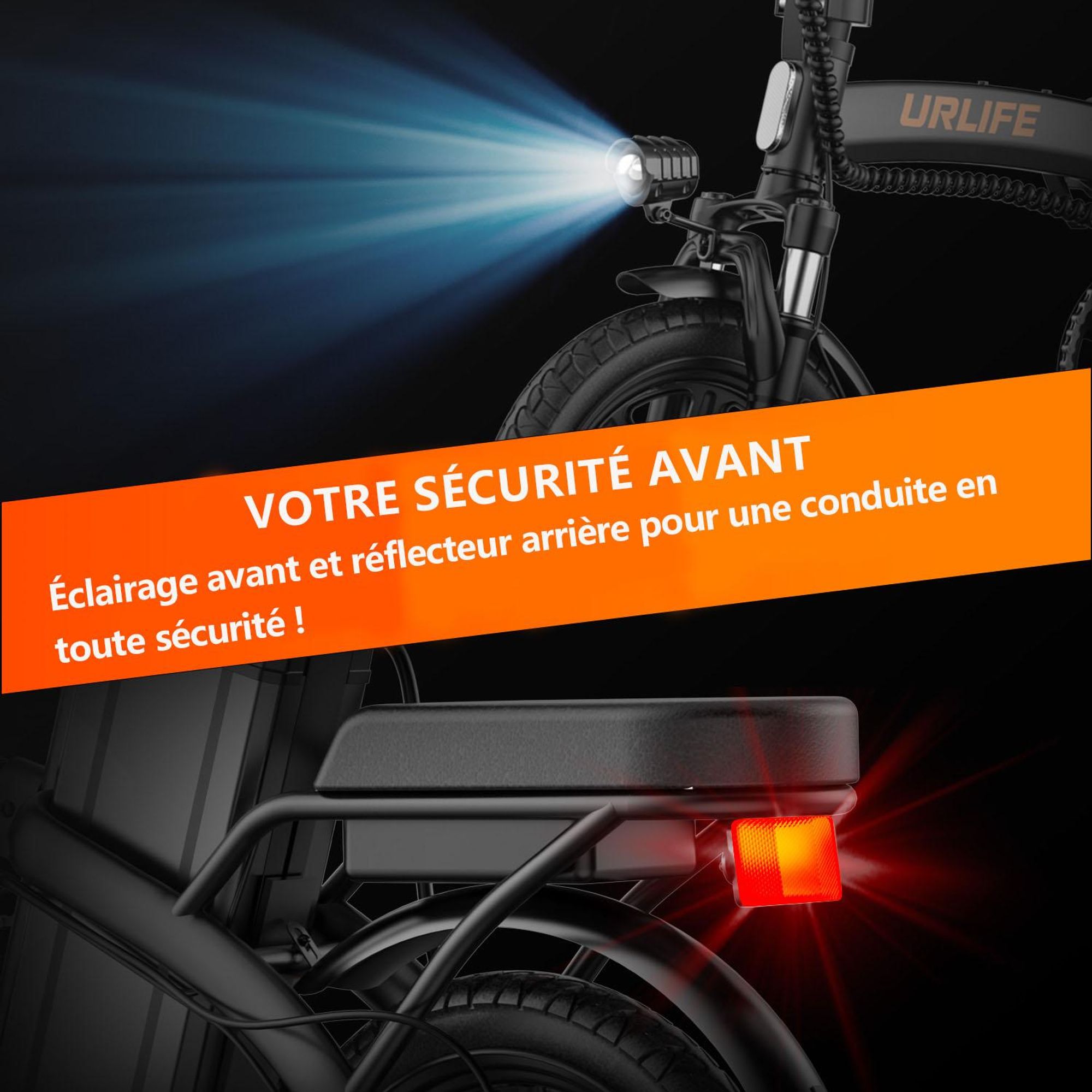 Vélo électrique URLIFE F1L - Moteur 250W Batterie 48V 7.5Ah Pneus De 14 Pouces  Freins à Disque - Noir