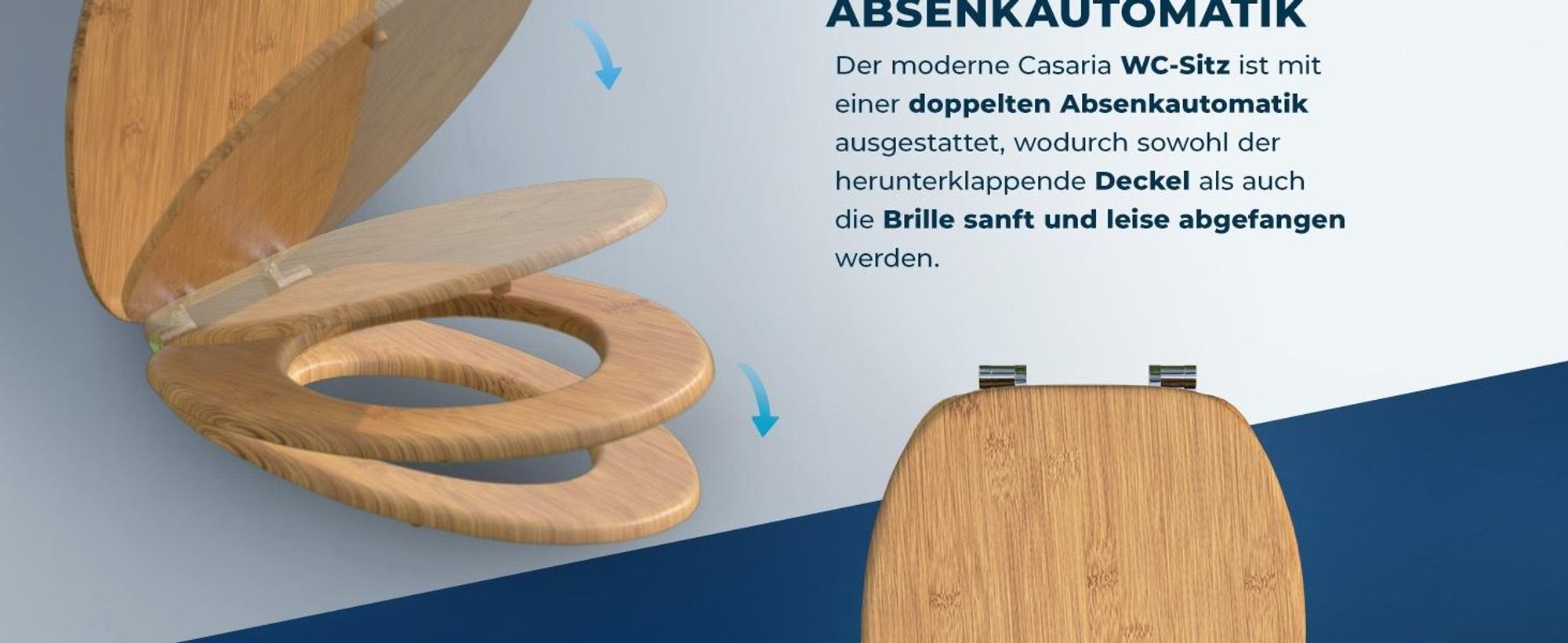 CASARIA Toilettendeckel mit Doppelter Absenkautomatik MDF
