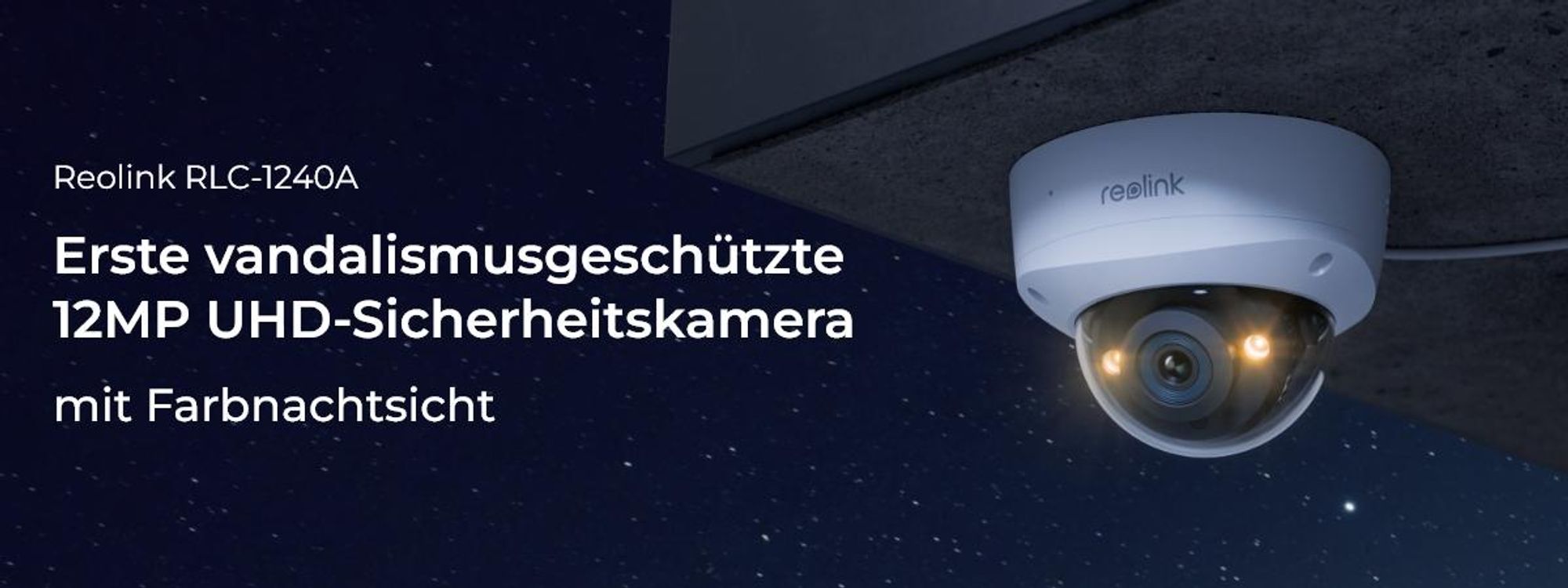 Reolink RLC-1240A, 6K 12MP IK10 Vandalenschutz PoE Überwachungskamera, 145° Sichtfeld, Farbnachtsicht, Smarte Erkennung, 2-Wege-Audio, IP67, Sirene