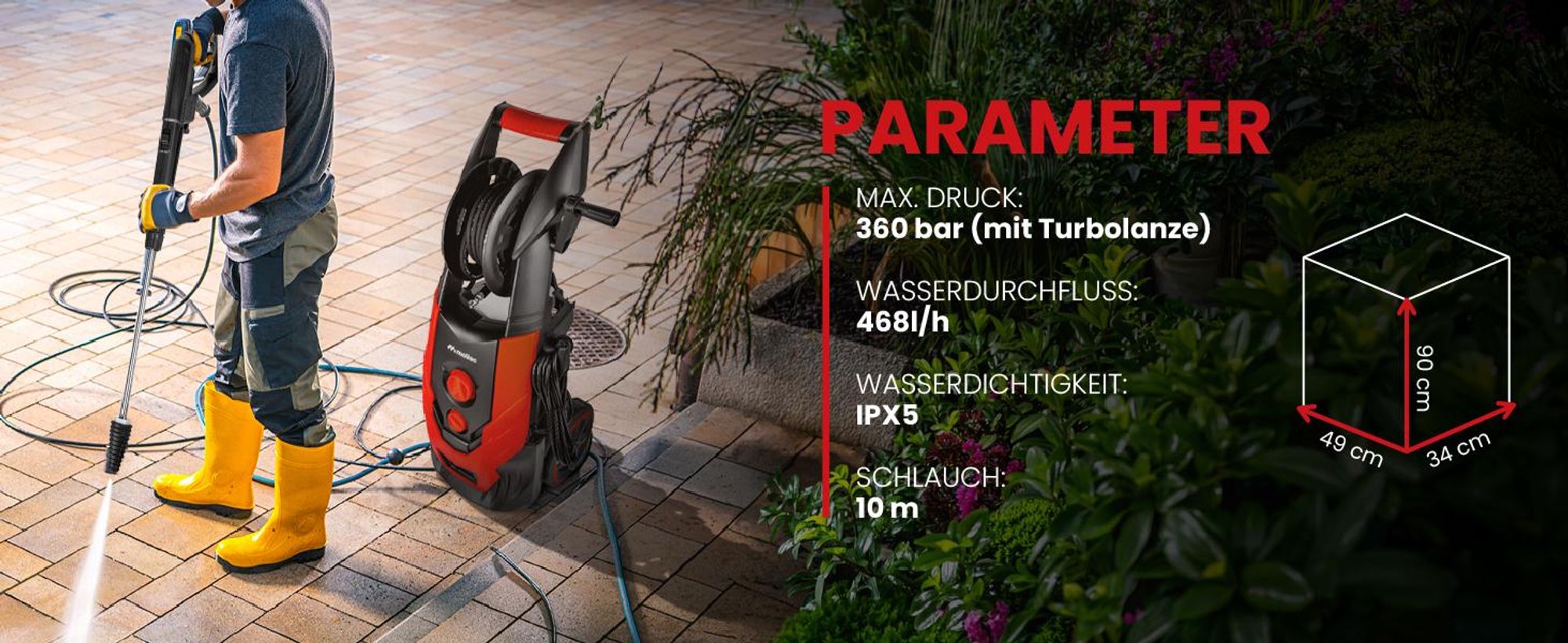 Hochdruckreiniger Patio Cleaner mit Turbolanze und Alu Pumpe