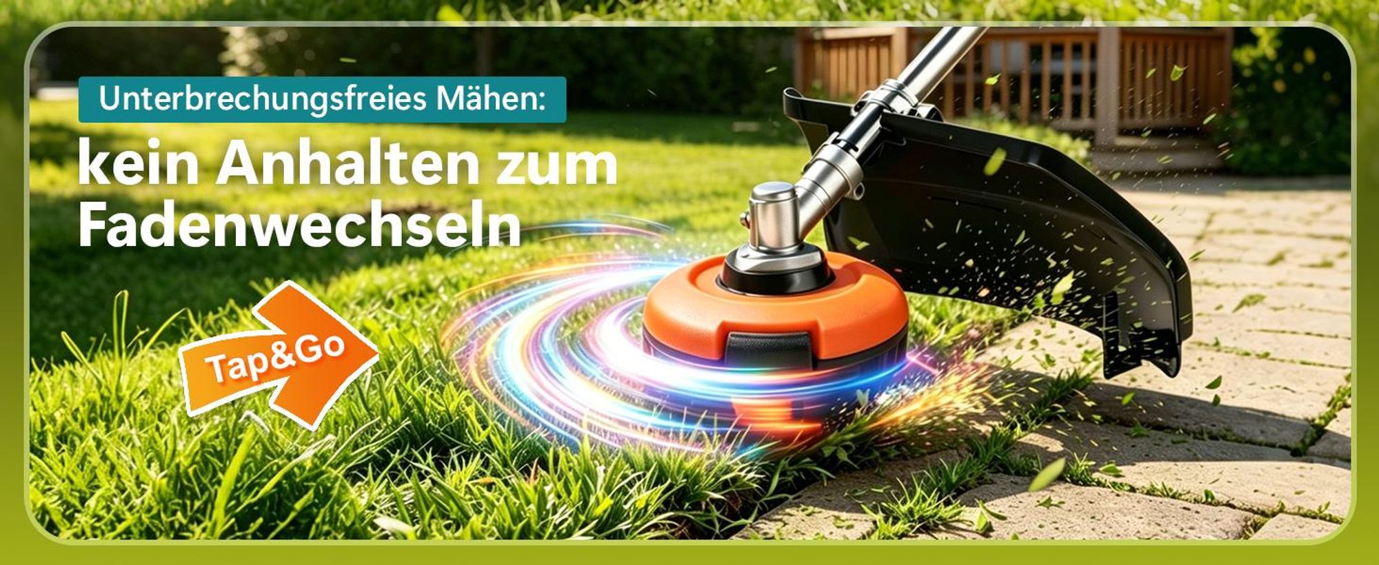 950W Akku Rasentrimmer mit 2×4000mAh 21V Akkus, 10 Zoll Schnittbreite, Bürstenloser Motor Freischneider mit Unkrautbürste & 4 in 1 Messern + Ladegerät