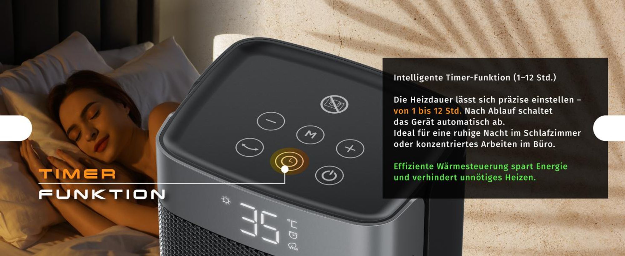 Brandson Heizlüfter 2000W, Keramikheizlüfter, Heizgerät, Timer, Oszillation 70 Grad, Fernbedienung, ECO-Modus, energiesparend, 10-35°C, LED-Display, Preisträger 2025