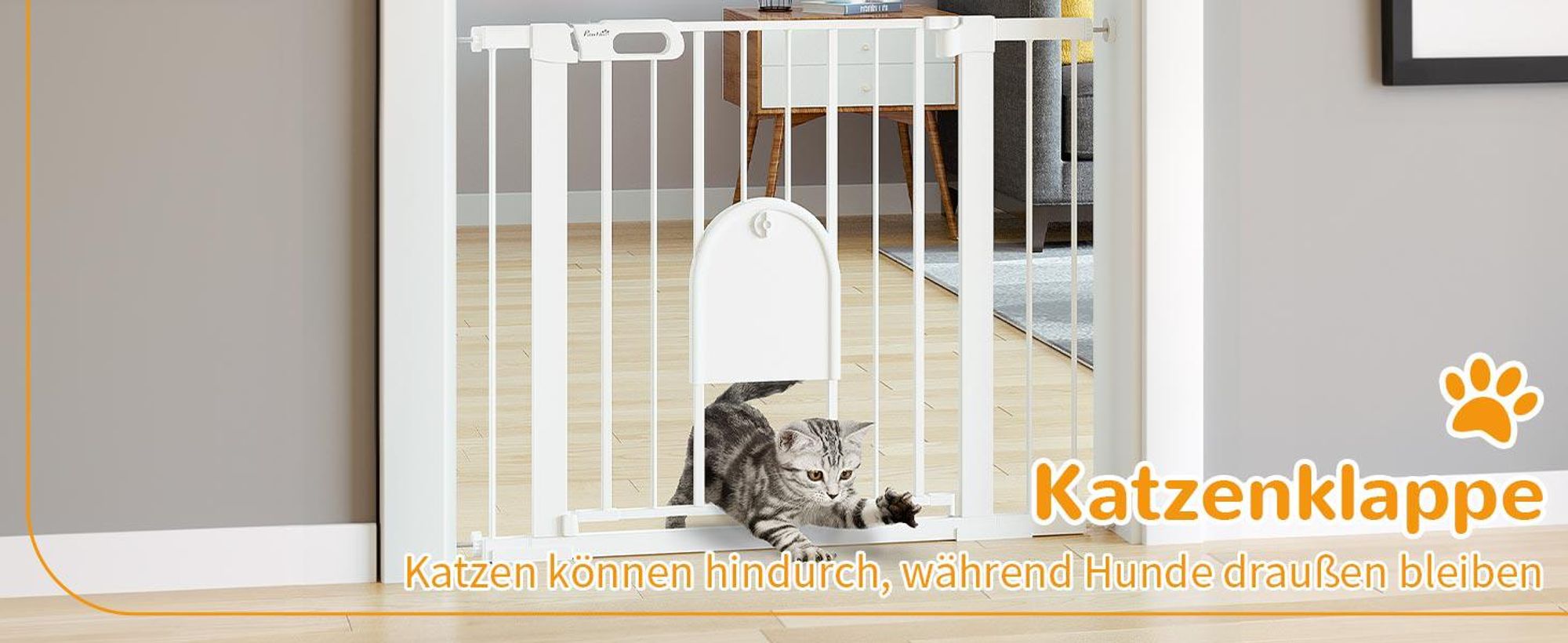 PawHut Hunde Absperrgitter Schutzgitter Türschutzgitter Stahl Weiß