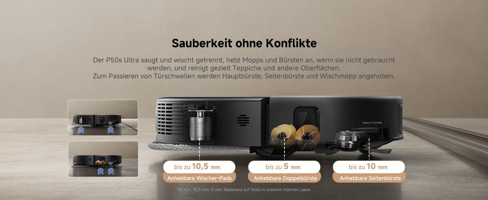 MOVA P50s Ultra Saug- und Wischroboter 24.000 Pa, Auto-Absaugstation, StepMaster, Dual-LiDAR, mit 1L Extra Reinigungsflüssigkeit