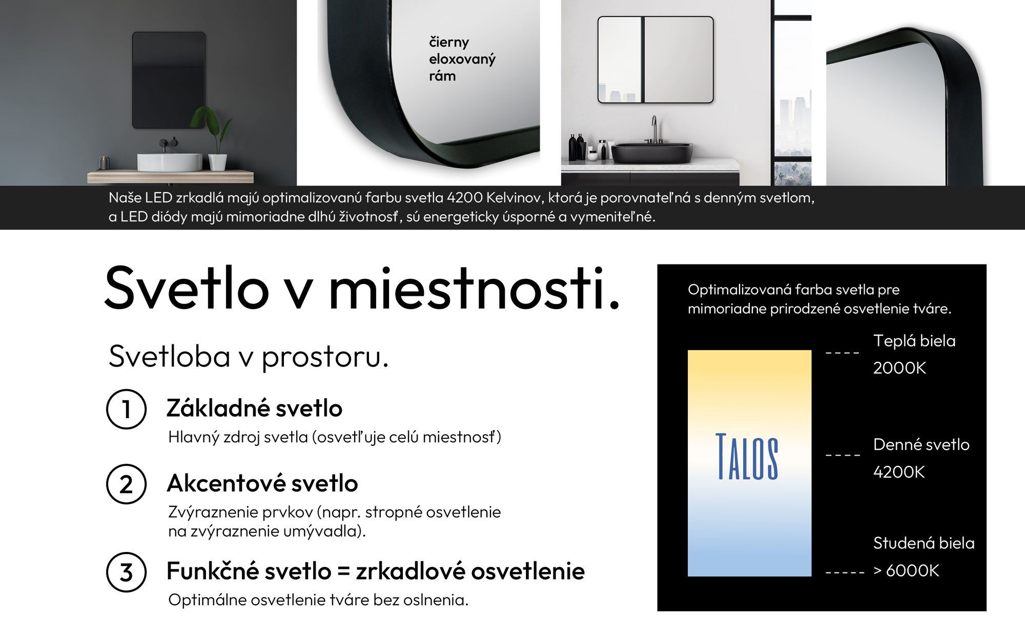 Kúpe??ové zrkadlo ?ierne TALOS Black Living 80x60 cm - Zrkadlo ?iernej farby vhodné do vlhkých miestností v?aka hliníkovému rámu - Nástenné zrkadlo s kvalitným hliníkovým rámom