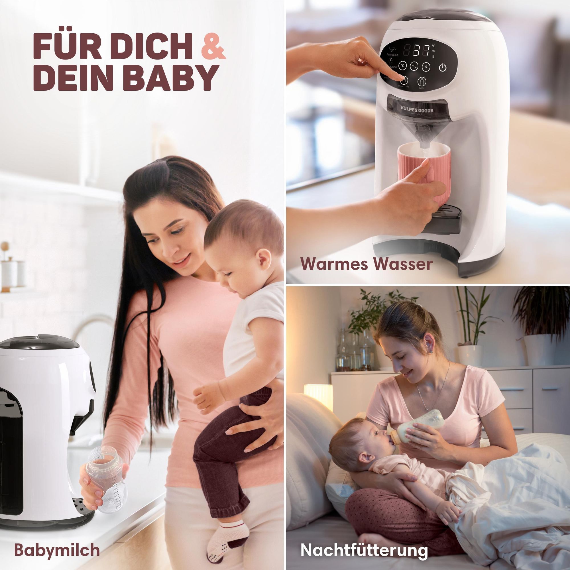 Babykostwärmer Pro - Automatischer Flaschenzubereiter - Baby Milch Maschine - Fläschchen fertig in Sekunden - mit 4 Temperatureinstellungen