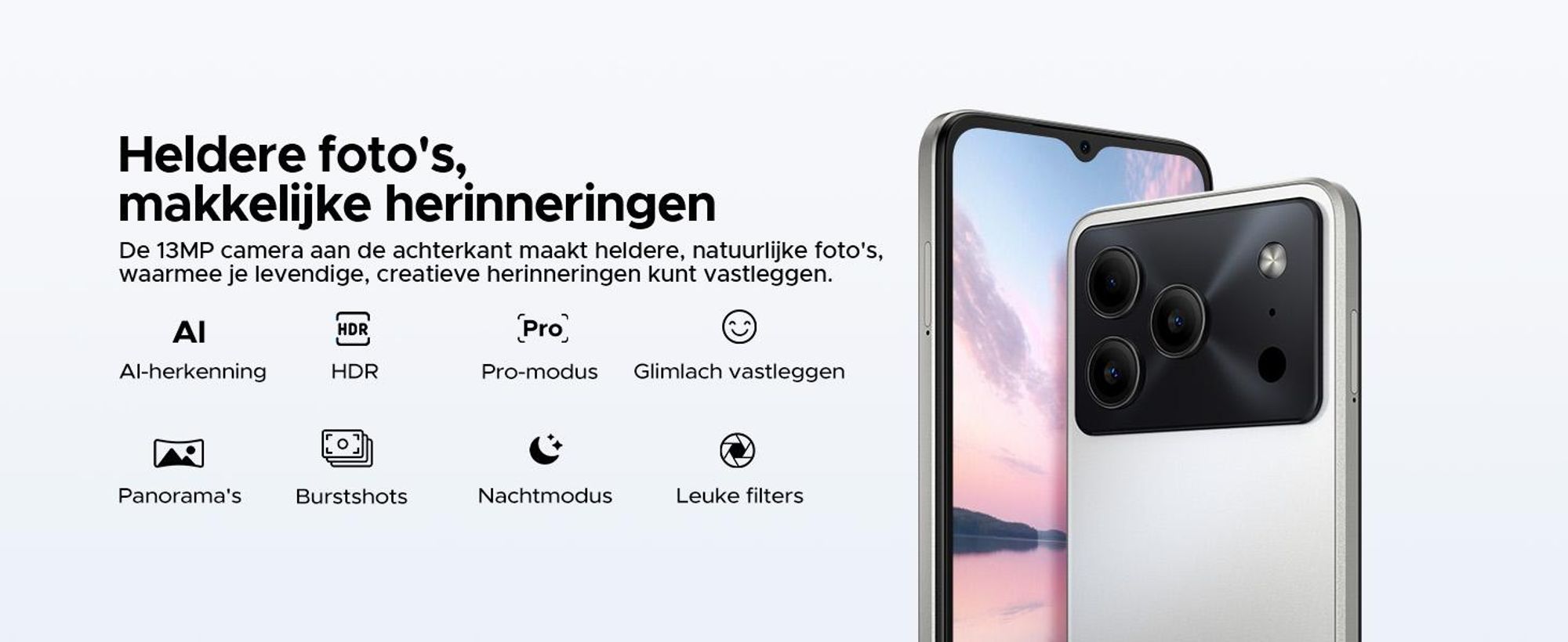 DOOGEE Note56 Pro Smartphone, Android 16, 6,56" scherm met 90Hz, 6150mAh batterij, 32GB RAM + 128GB opslag, 4G Dual-SIM, 13MP camera, NFC, vingerafdruksensor, gezichtsherkenning