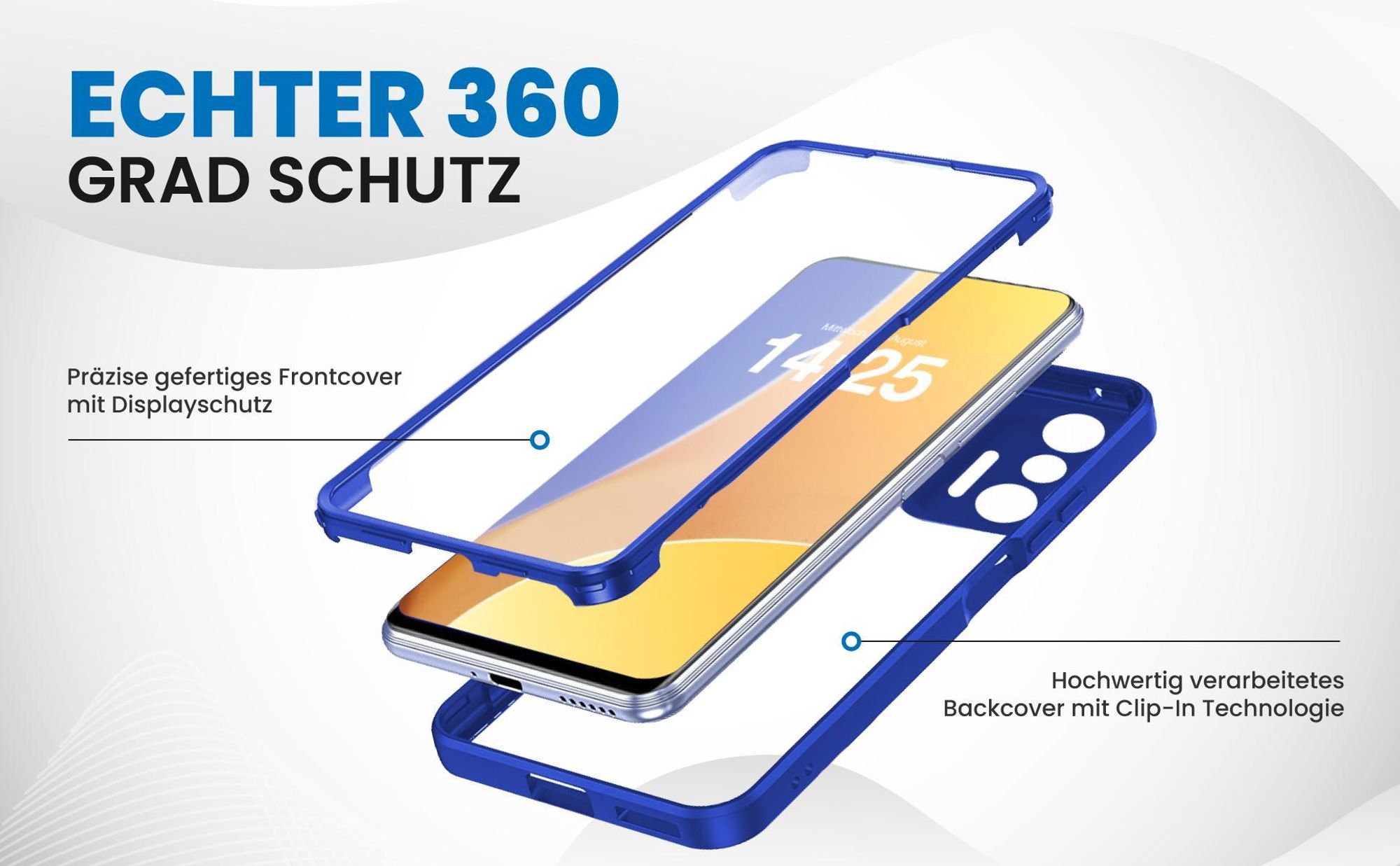 Blaues 360 Grad Case für Xiaomi 11T / 11T Pro mit Schutz von beiden Seiten