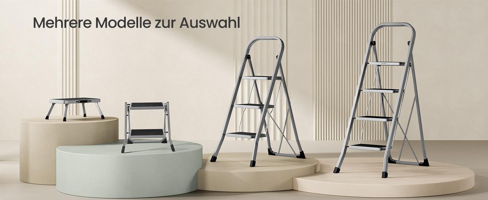SONGMICS Trittleiter, Leiter mit 4 Stufen, Klapptritt, Klappsicherung