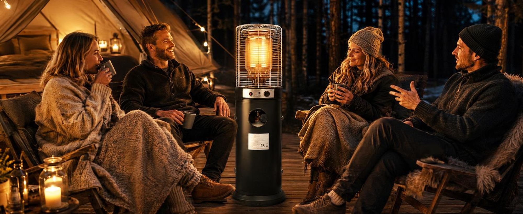 ZMH Plynový vonkajší ohrievač 10kW terasový žiarič Ø46x136 cm s kolieskami plynová fľaša 15kg vykurovací hríb s ochranným obalom balkón záhrada
