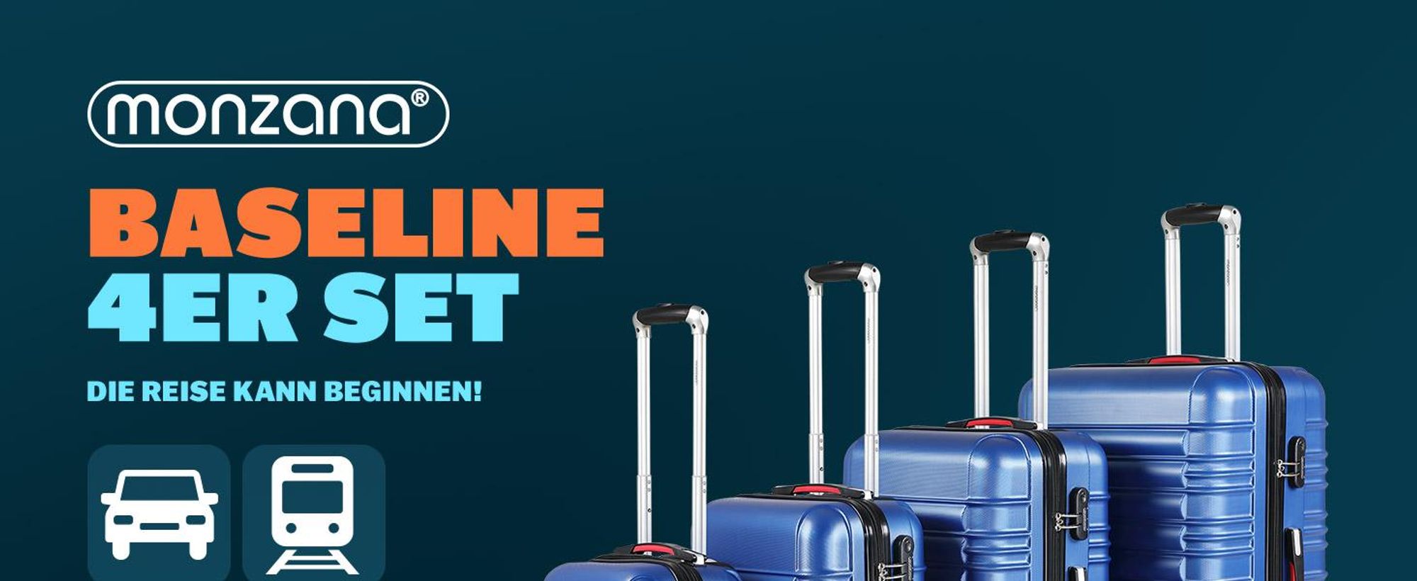 MONZANA® Kofferset 4tlg Hartschalen Koffer S-M-L-XL Gel-Griffe 4 Rollen ABS Hardcase Schloss Füße Trolley Rollkoffer Reisekoffer Set Navy