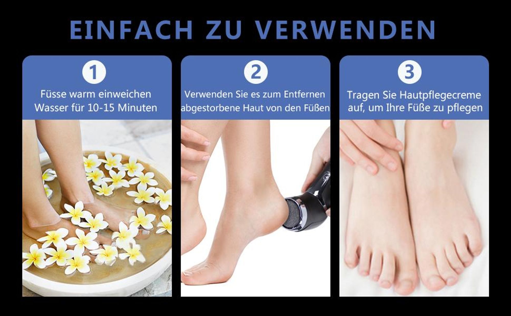 Hornhautentferner Elektrisch, Elektrischer Fußschleifer, Pediküre Set, Fußpflege, Hornhautraspel, Hornhauthobel, mit 6 Ersatz Schleifkopf