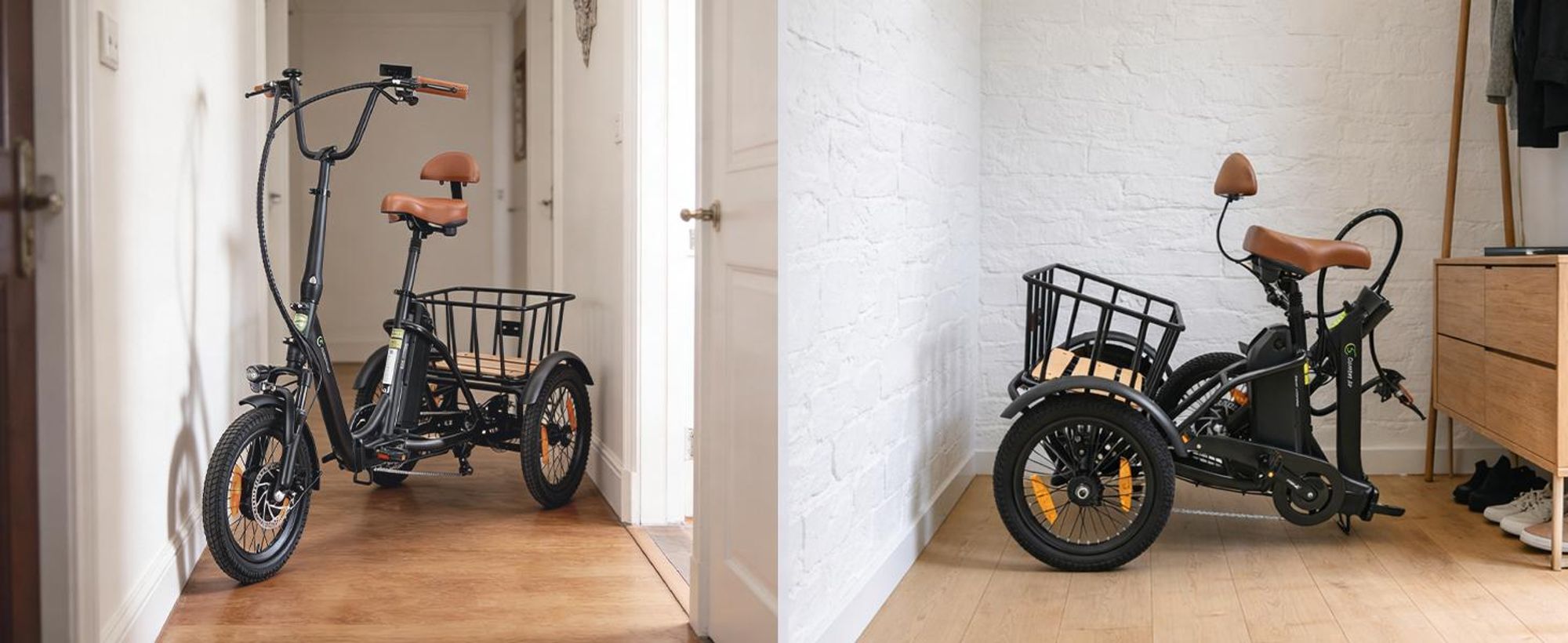 SachsenRAD E-Lastenrad T6S Comfort Air mit tiefem Einstieg, Elektro Dreirad Faltbar, E-Bike Lastenfahrrad klappbar, mit Shimano 7-Gang-Kettenschaltung
