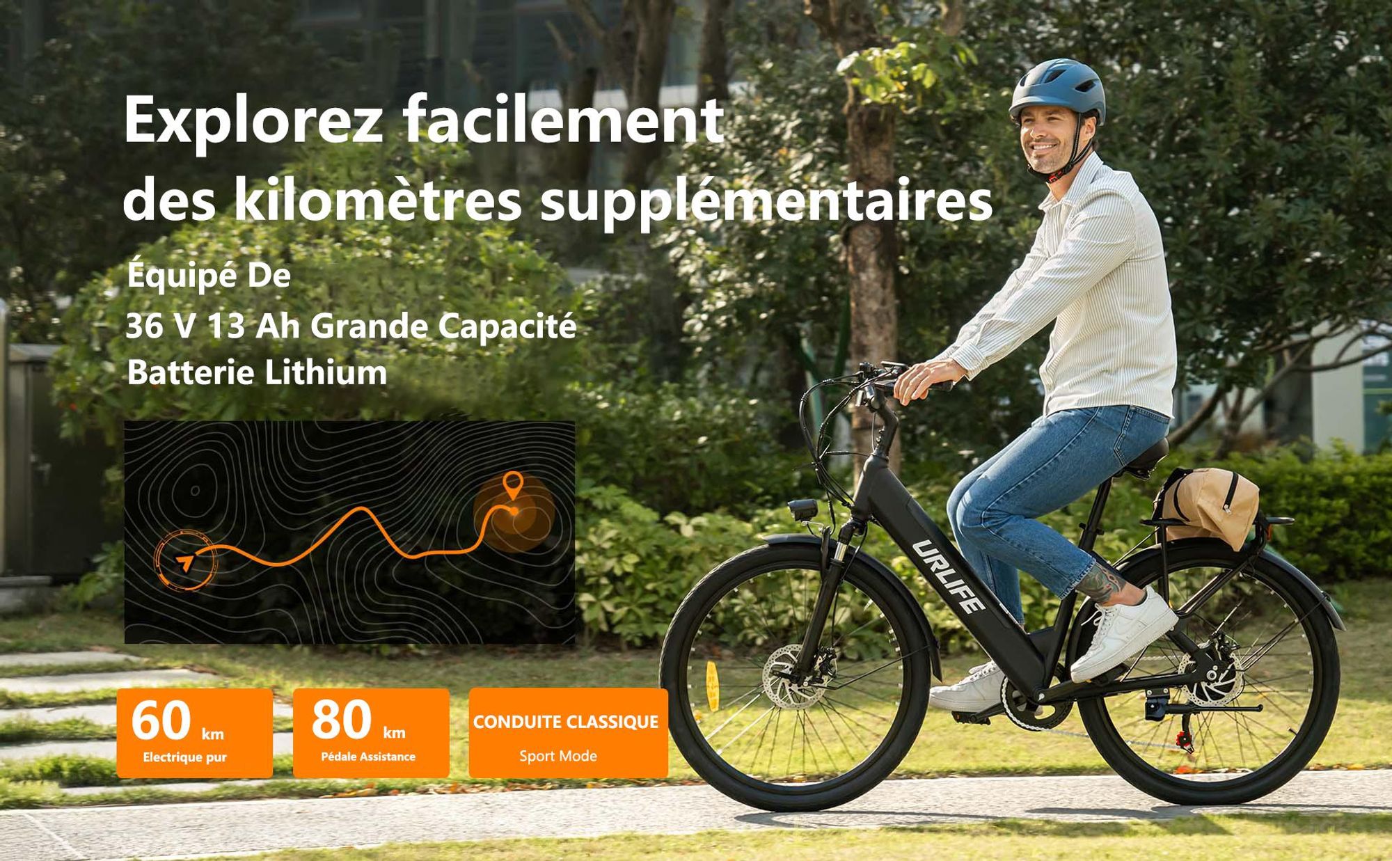Vélo électrique URLIFE E26 - Moteur 250W Batterie 36V 13Ah Pneus De 26 Pouces  Freins à Disque -Blanc
