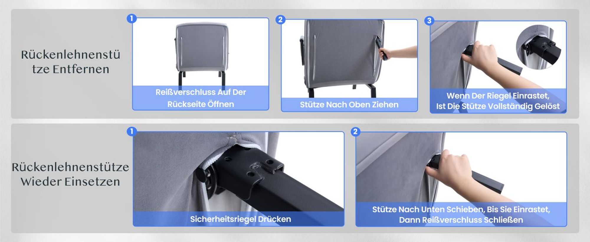 FlexiSpot 3-in-1 Schlafsessel mit Bettfunktion, Verstellbare Rückenlehne, Klappbare Beine, Seitentasche, Platzsparend für Wohnzimmer/Büro (Grau)