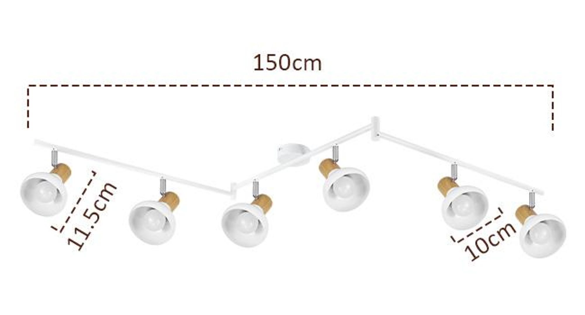 ZMH Deckenstrahler Flur Deckenleuchte Deckenlampe Innen 6 Flammig Strahler Mit Schwenkbar Industrial Weiß Eisen Deckenspots E14 Ohne Leuchtmittel