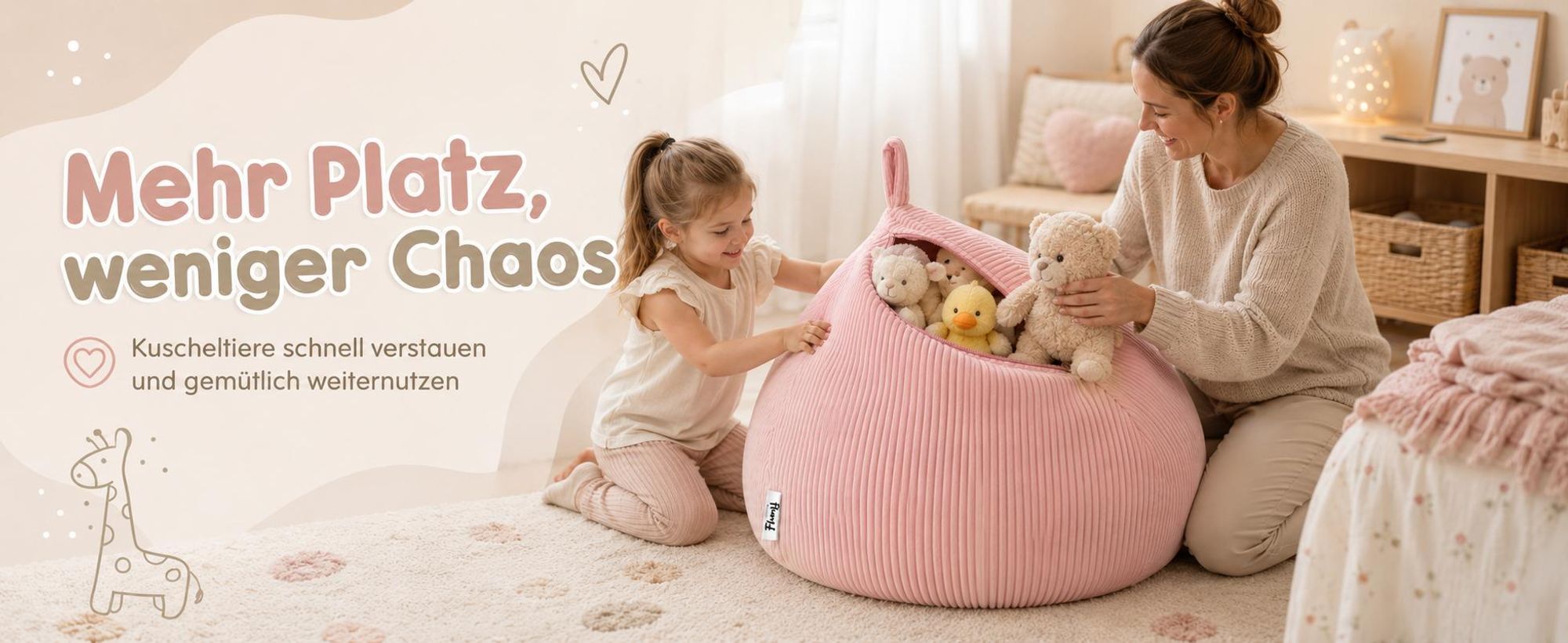 Flumi Sitzsack Bezug für Kuscheltiere, Bean Bag zum Sitzen, Lesen und Spielen, ohne Füllung