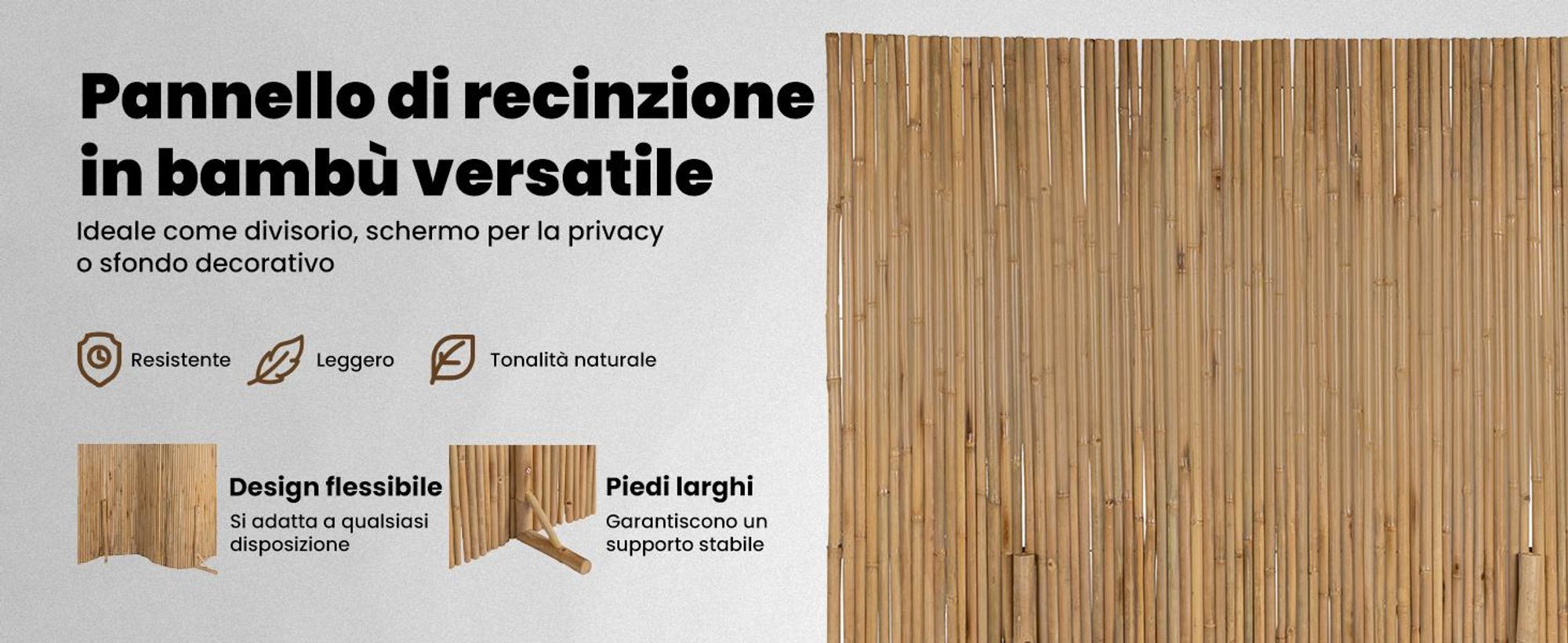 vidaXL Recinzione in bambù 180×170 cm