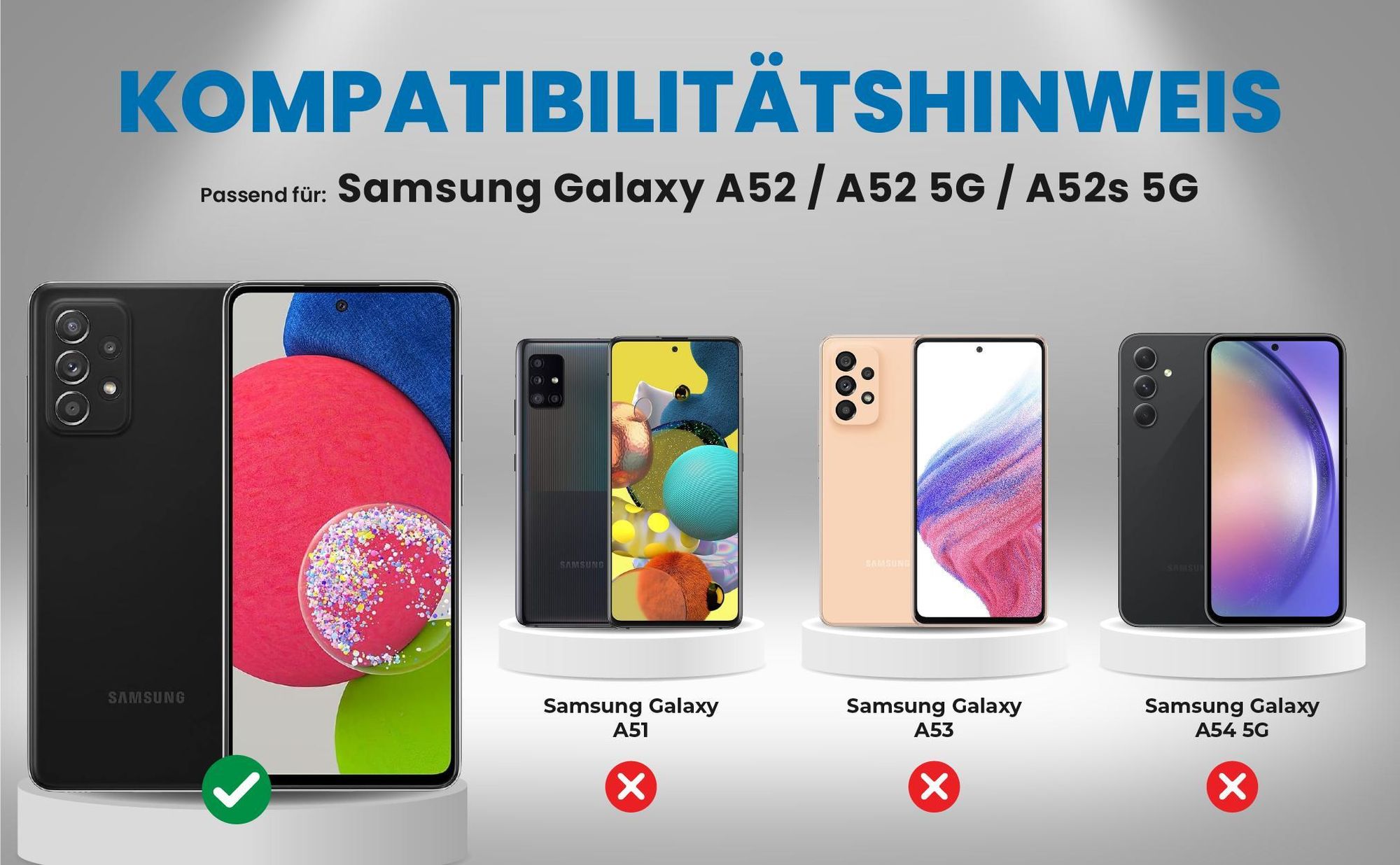 Kompatibilitätshinweise Hülle für Samsung Galaxy A52 / A52 5G / A52s 5G