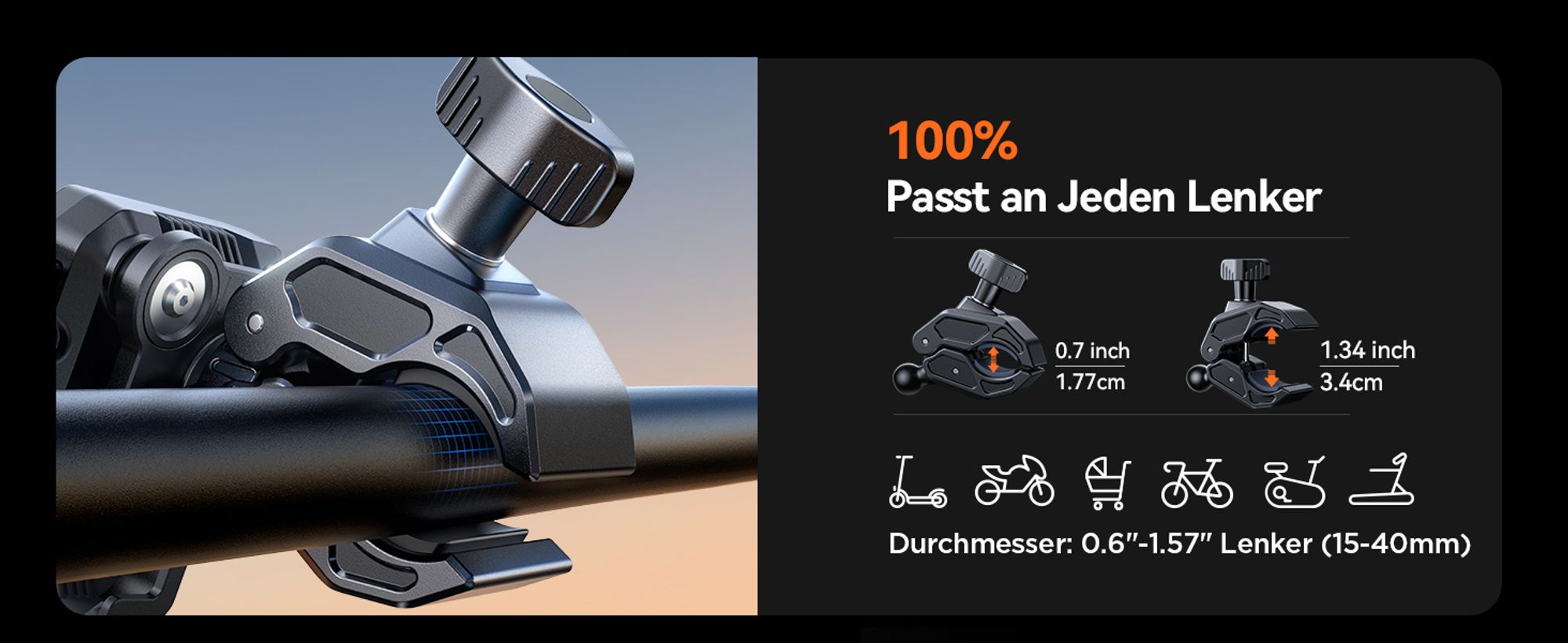 Handyhalterung Fahrrad & Motorrad – [Upgrade 4-Punkt Vibrationsgedämpft] Smartphone Halterung Fahrradlenker, Handyhalterung Motorrad Anti-Vibration