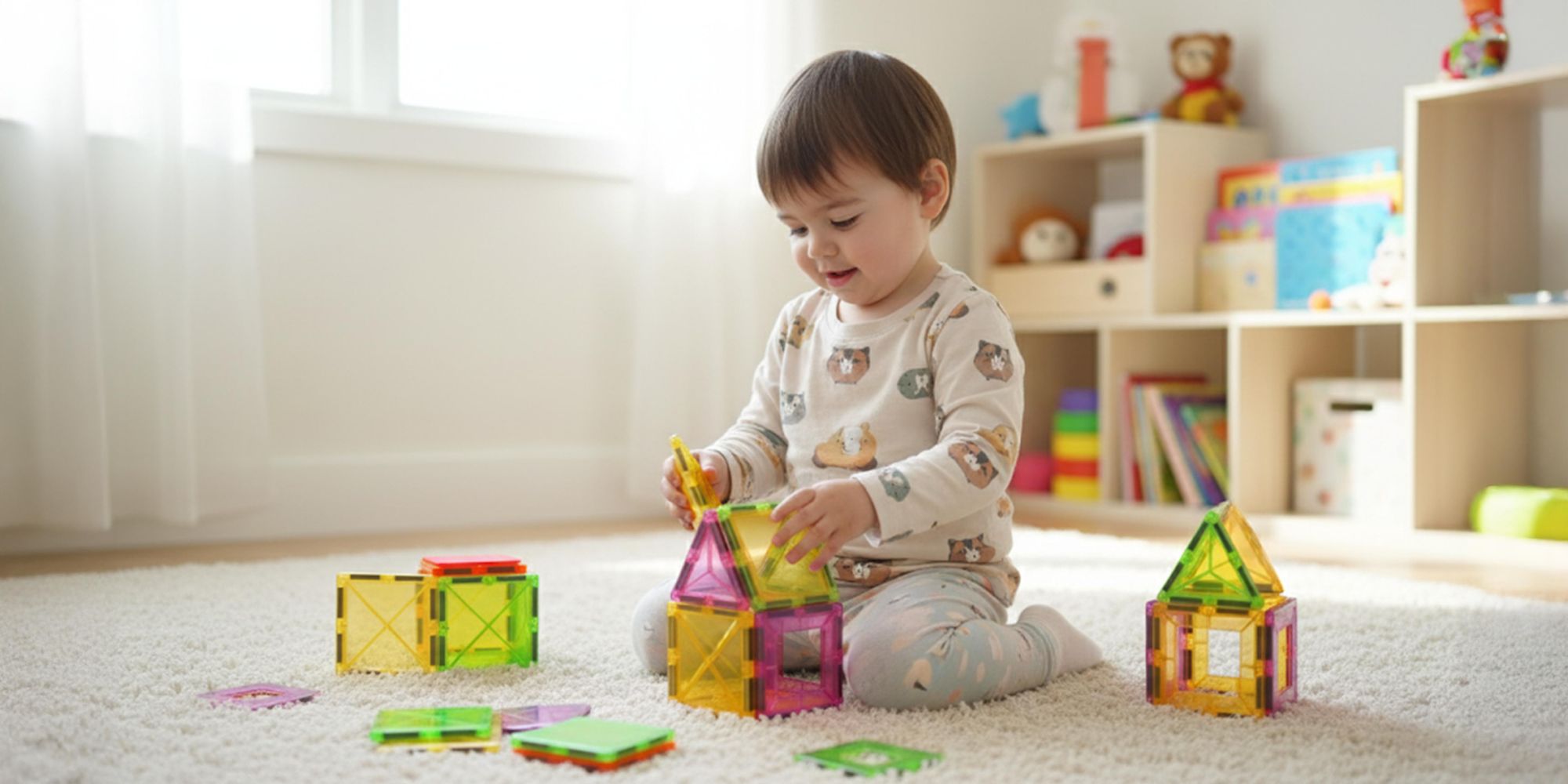 Magnetbausteine 45 Teile Set, 3D Magnetische Bauklötze für Kinder ab 3 Jahren, Konstruktionsspielzeug Pädagogisch MINT, EVI TOYS Magnetic 45 CE