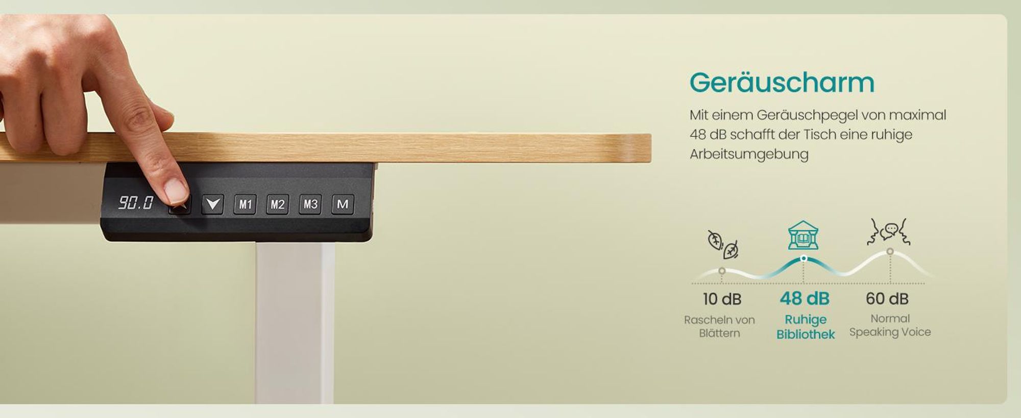 SONGMICS Höhenverstellbarer Schreibtisch, 180 cm, Memory-Funktion mit 4 Höhen, USB-C-Anschluss, Organizer