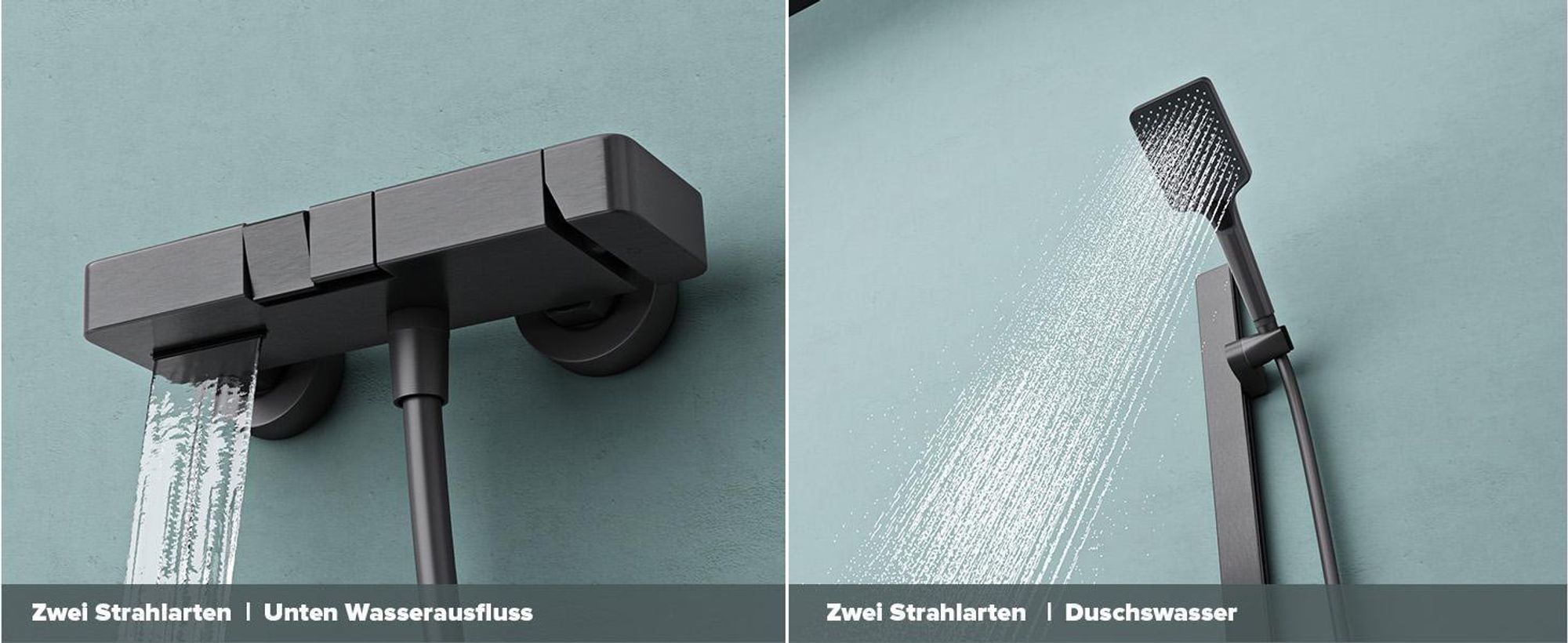 doporro Duschsystem mit Duscharmatur Duschgarnitur mit Regendusche und 3 Strahlarten Duschkopf Dusche komplett Höhenverstellbar Grau  Arvexa-02