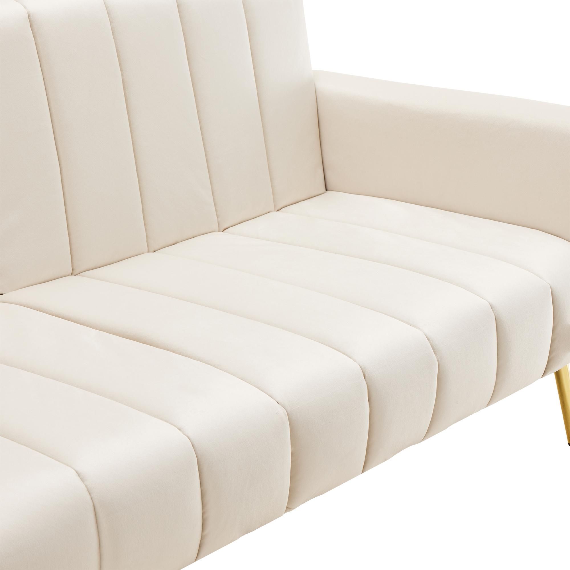 Merax Schlafsofa mit Bettfunktion, Klappbett Bettsofa Klappsofa mit Schlaffunktion, Gästebett Rückenlehne neigbar 95°-180°, 183 x 76 x75cm, Beige