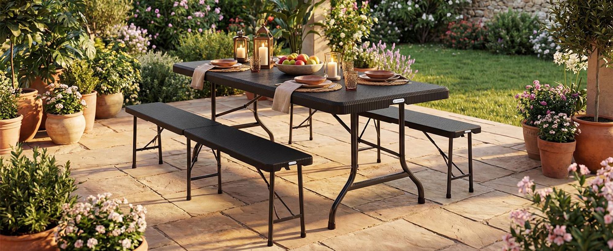 CASARIA Bierzeltgarnitur 180 cm 3-teilig für 8 Personen