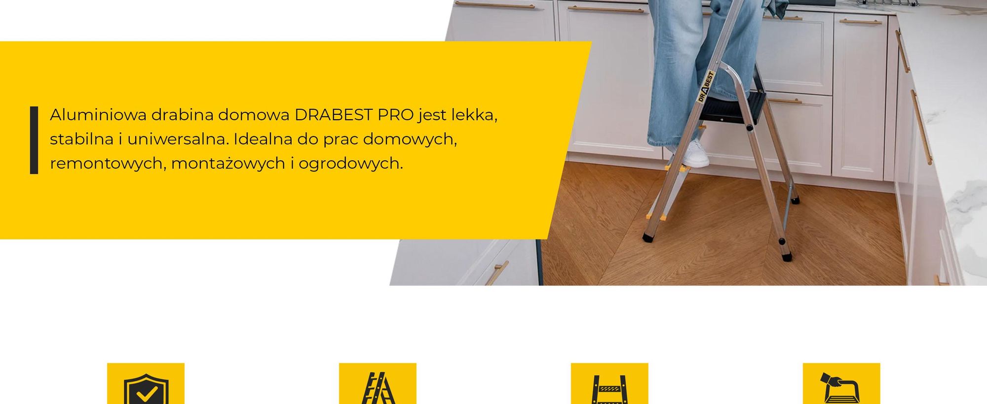 Drabest | Drabina wielofunkcyjna PRO - 3-stopniowa - schodkowa - aluminium - stabilna i bezpieczna - z hakami - nośność 150 kg