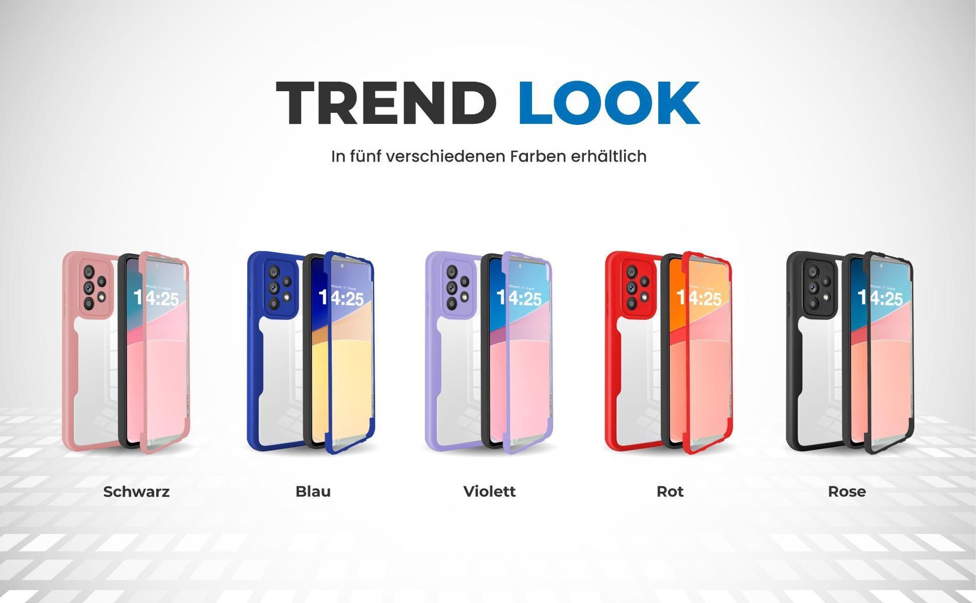 360 Grad Cover Front Back für Samsung Galaxy A53 5G in verschiedenen Farben