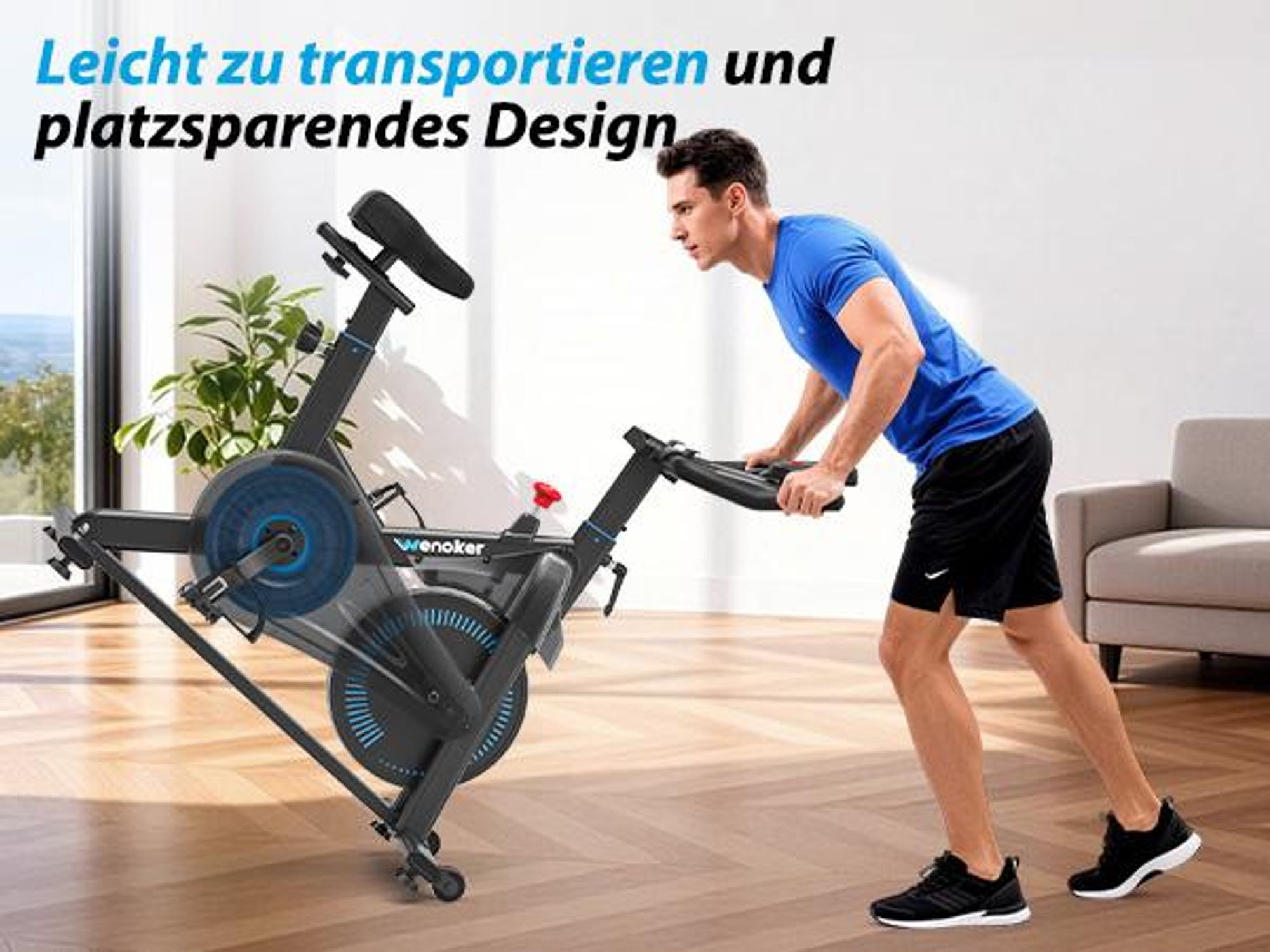 [2026 MODELL] Wenoker Heimtrainer Fahrrad mit Verstellbarem Magnetwiderstand, Ergometer Hometrainer Fahrrad mit APP, Leises Fitnessbike Bis 160kg