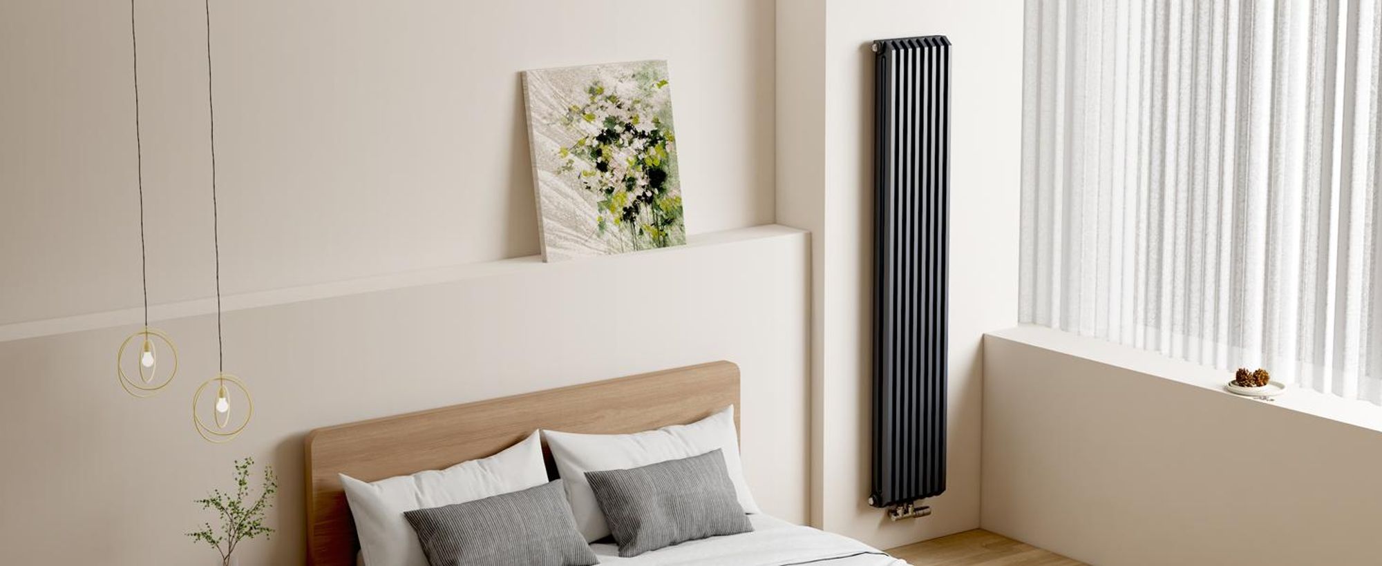 EMKE Radiateur design en forme de D 1800x348mm 1611W Red Dot Award Winner Anthracite - Montage vertical, pour 21,5 m², salle de bain & salon sans radiateur