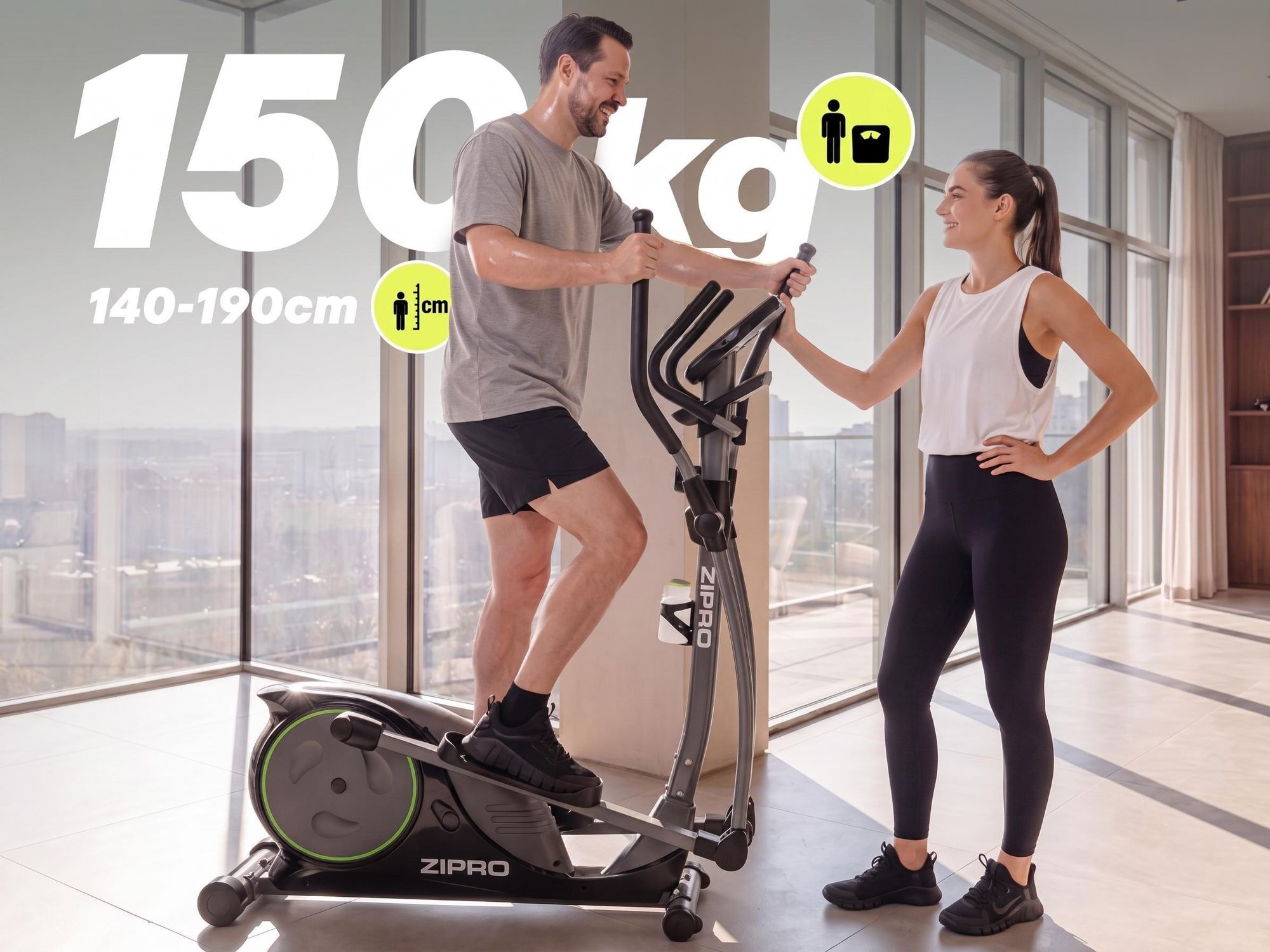 ZIPRO Crosstrainer Hulk Magnetischer Ellipsentrainer Heimtrainer für Zuhause bis 150kg Belastbar Fitnessgerät Leise 8 Stufen Pulssensor Tablet-Halter