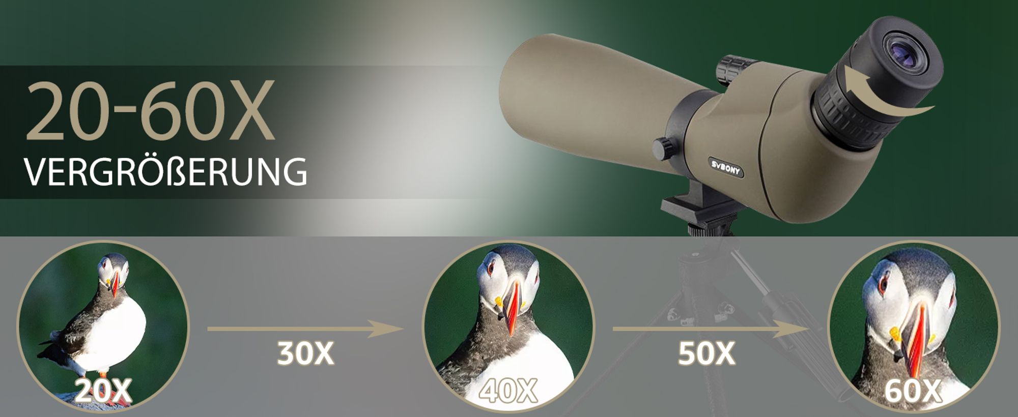 Svbony SV401 Spektiv, 20-60x80 Spektiv mit Stativ, Wasserdichtes FMC Optik 45-Grad Abgewinkelt Spektive für Sportschützen Vogelbeobachtung Zuhause oder Outdoor