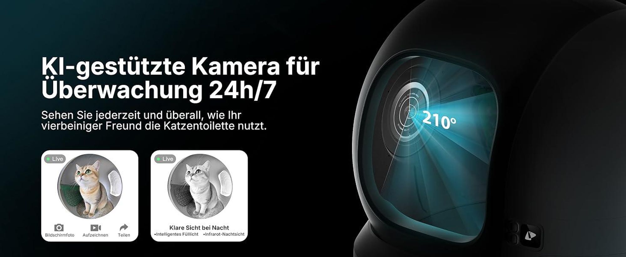 PETKIT PUROBOT Max Pro 2 Selbstreinigende Katzentoilette, Katzenklo Selbstreinigend mit Kamera, Präzise Mehrkatzen-Erkennung, für Mehrere Katzen