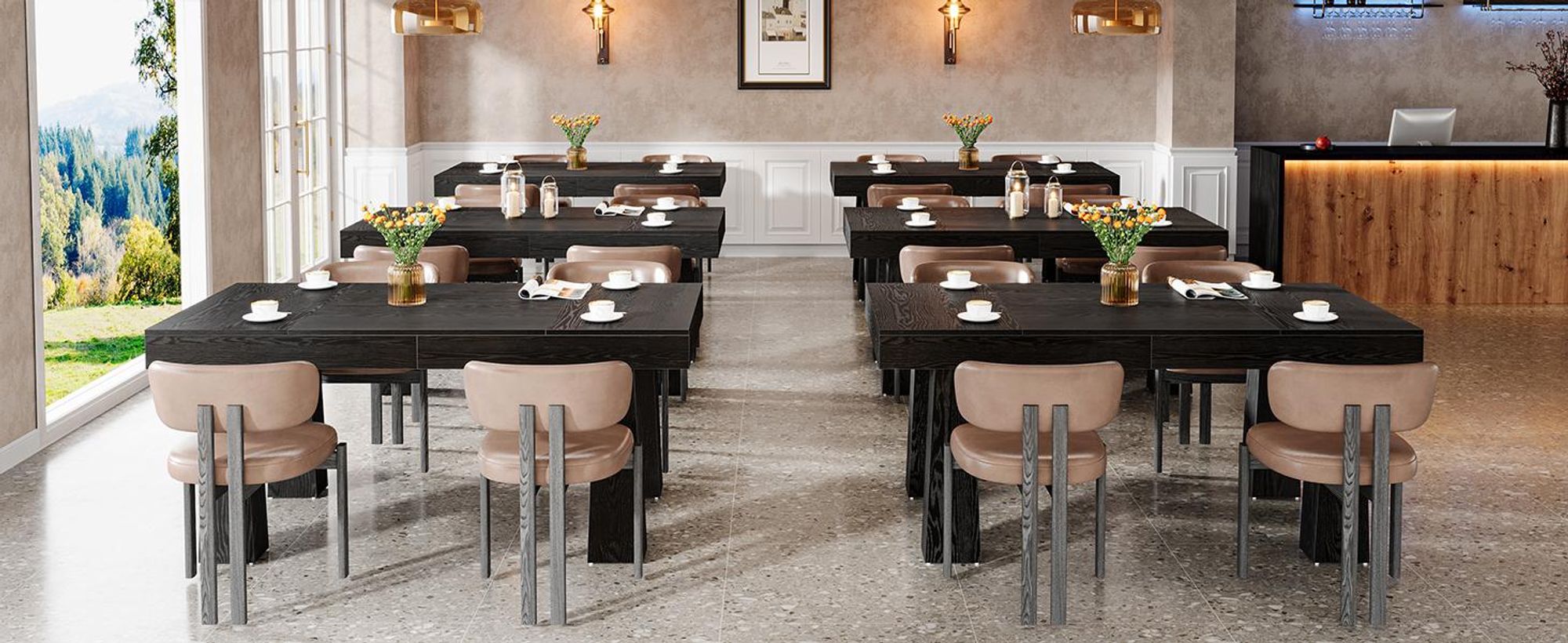 Tribesigns Esstisch, 160 × 80 cm Rechteckiger Küchentisch mit Robusten, Moderner Schwarz Holztisch für Esszimmer, Café, Restaurant, Schwarz