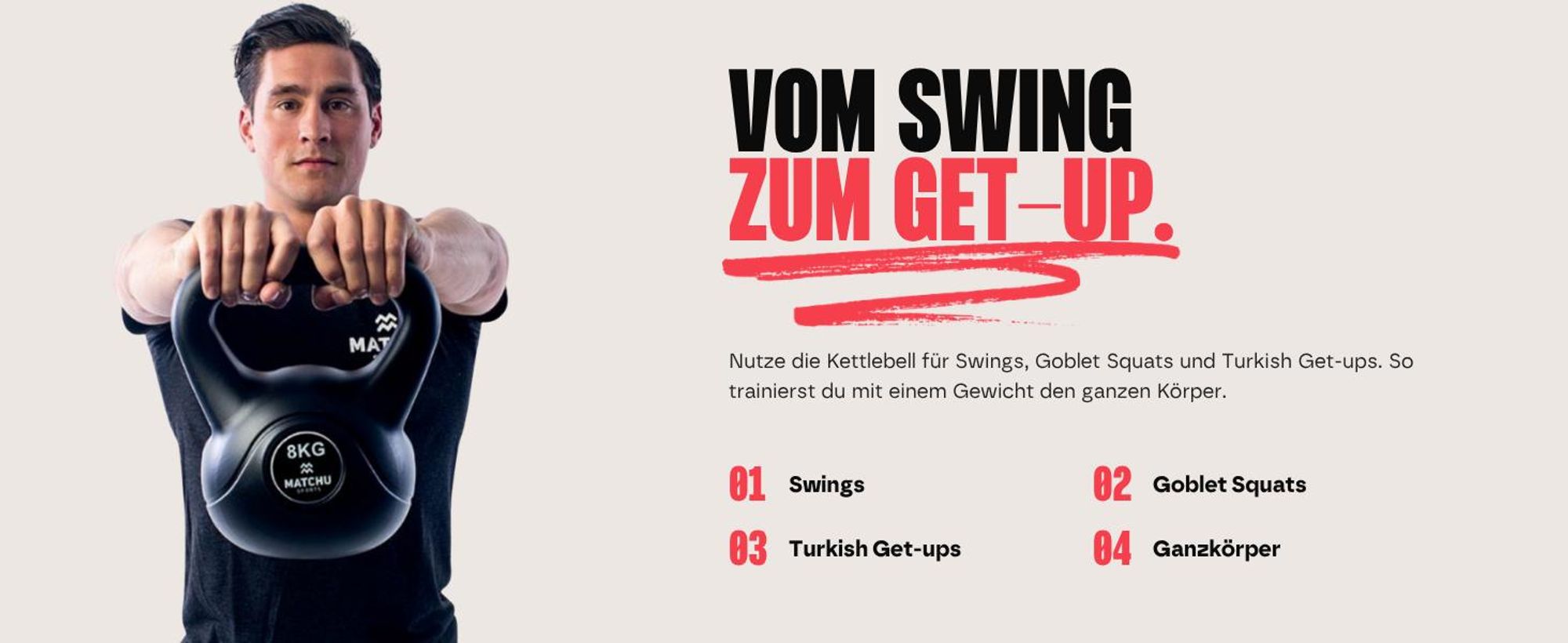 Matchu Sports Kettlebell 8 kg - Schwarz - 20cm - 26cm - Kugelhantel aus Kunststoff