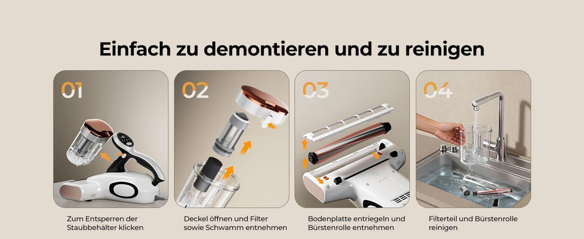 JIGOO J300 Milbensauger 500W Milbenstaubsauger mit UV-Licht Handstaubsauger